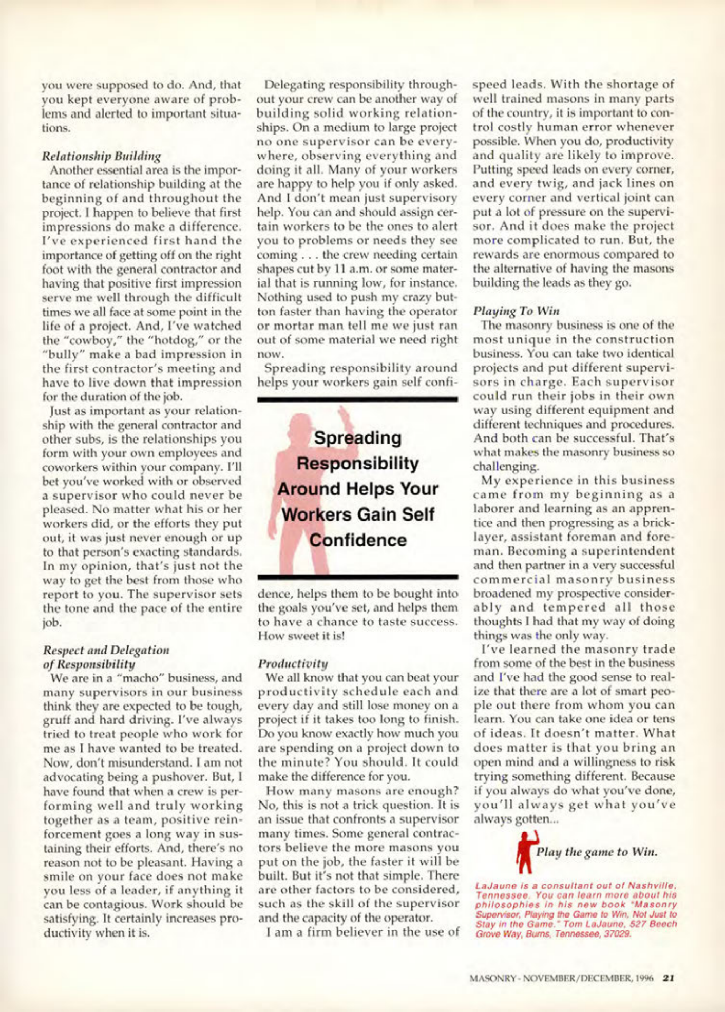 Masonry Magazine December 1996 Page. 21