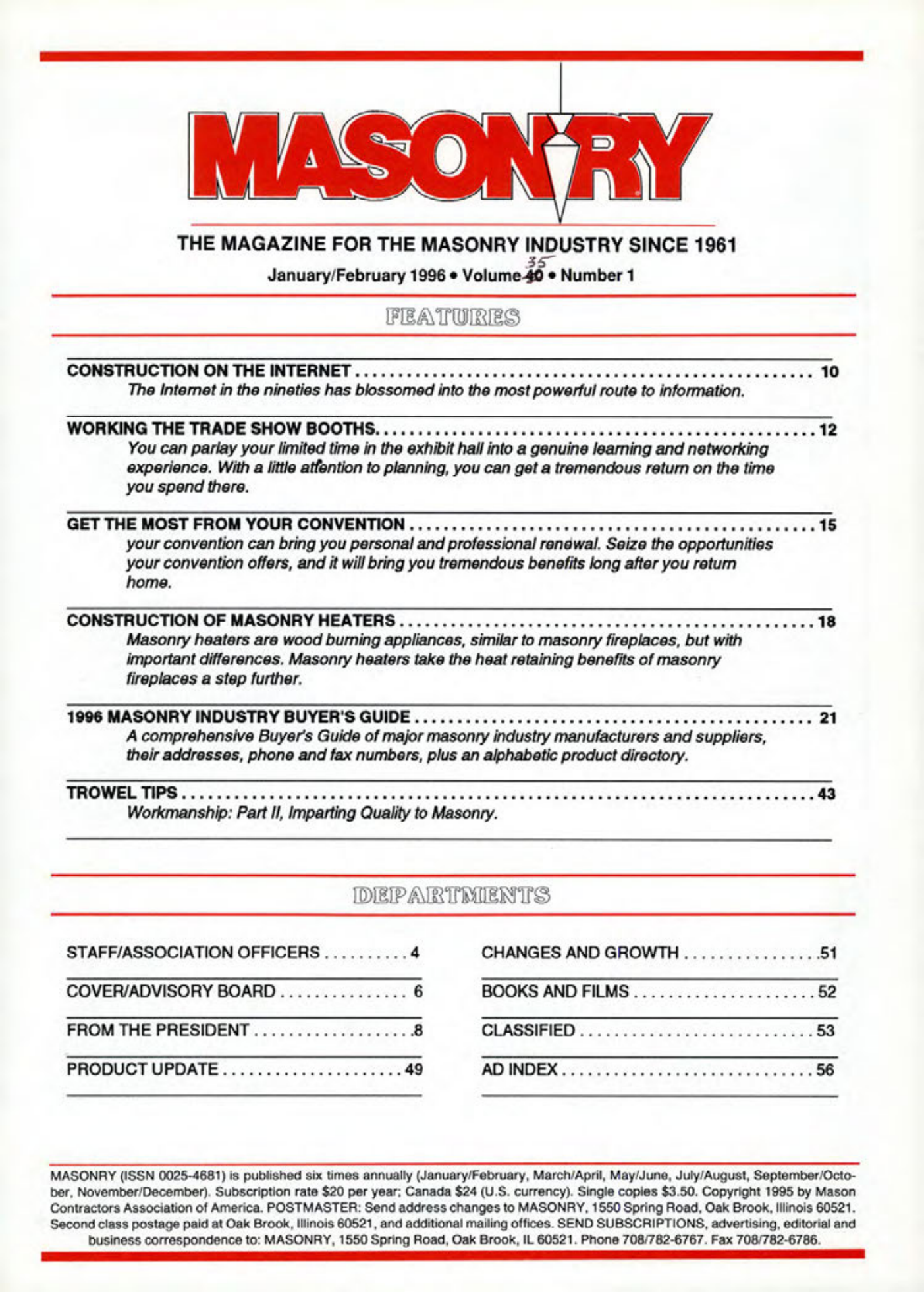 Masonry Magazine February 1996 Page. 3