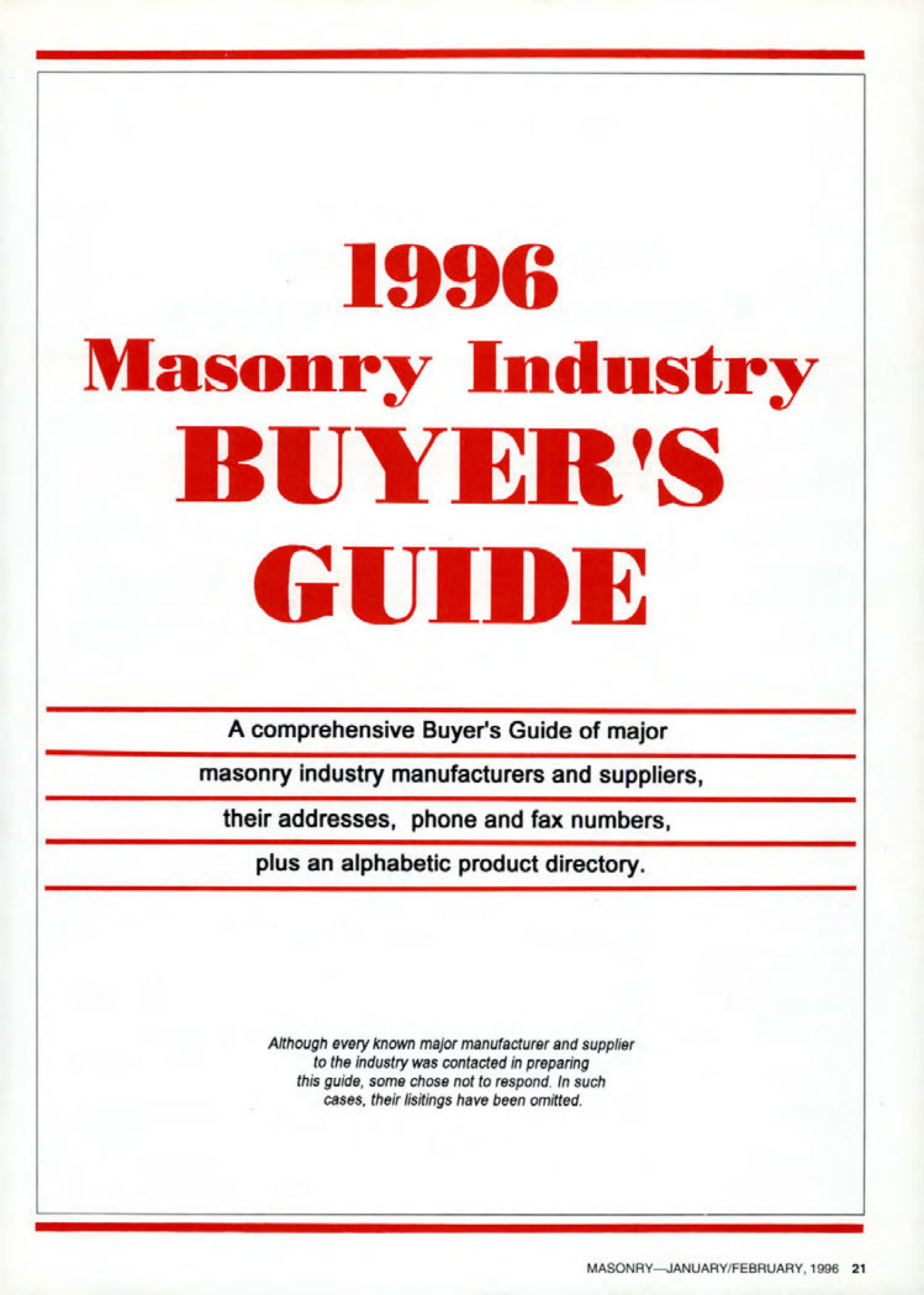 Masonry Magazine February 1996 Page. 21