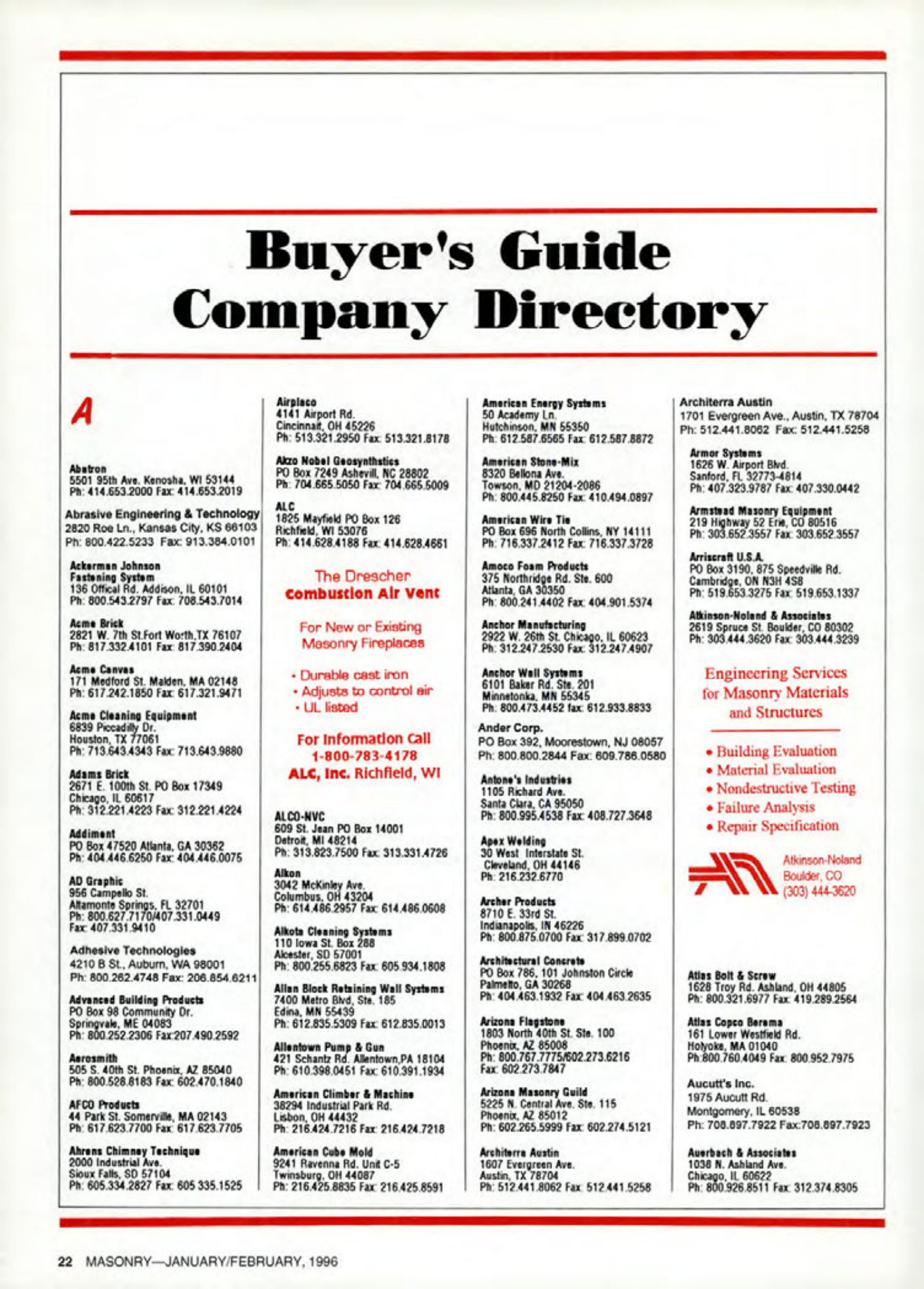 Masonry Magazine February 1996 Page. 22
