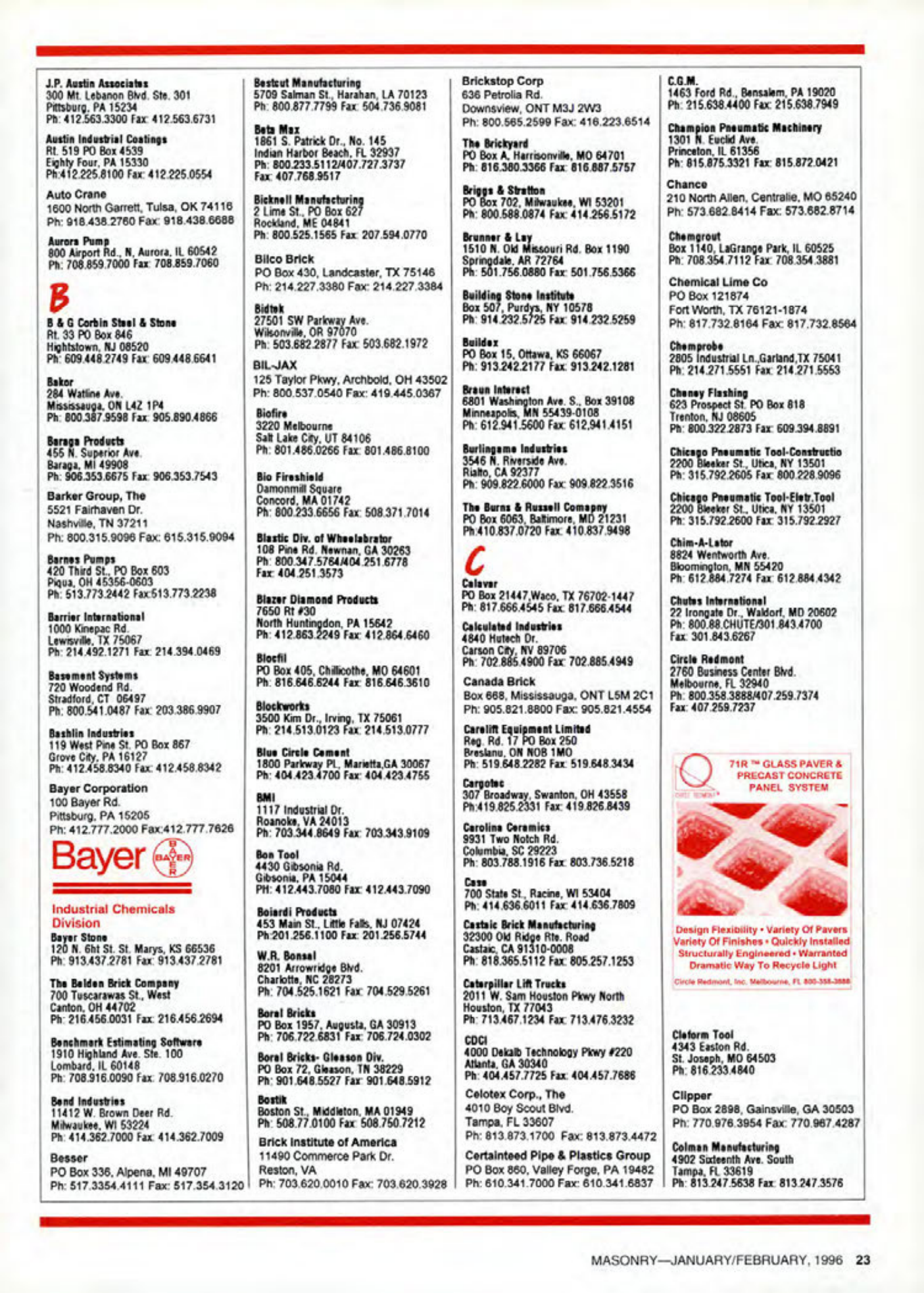 Masonry Magazine February 1996 Page. 23