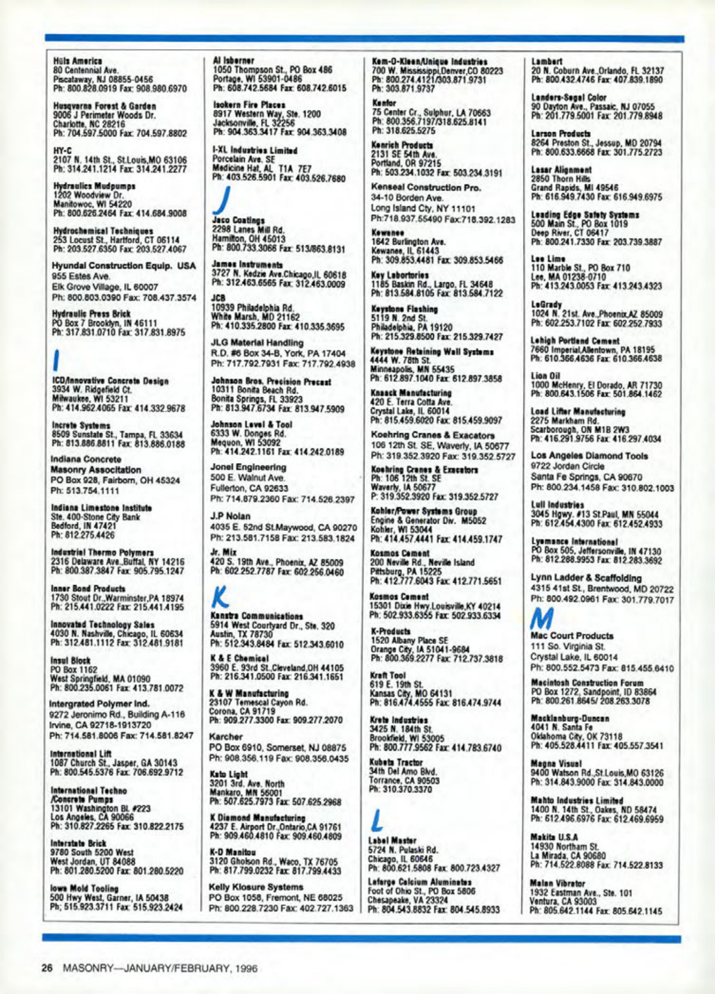 Masonry Magazine February 1996 Page. 26