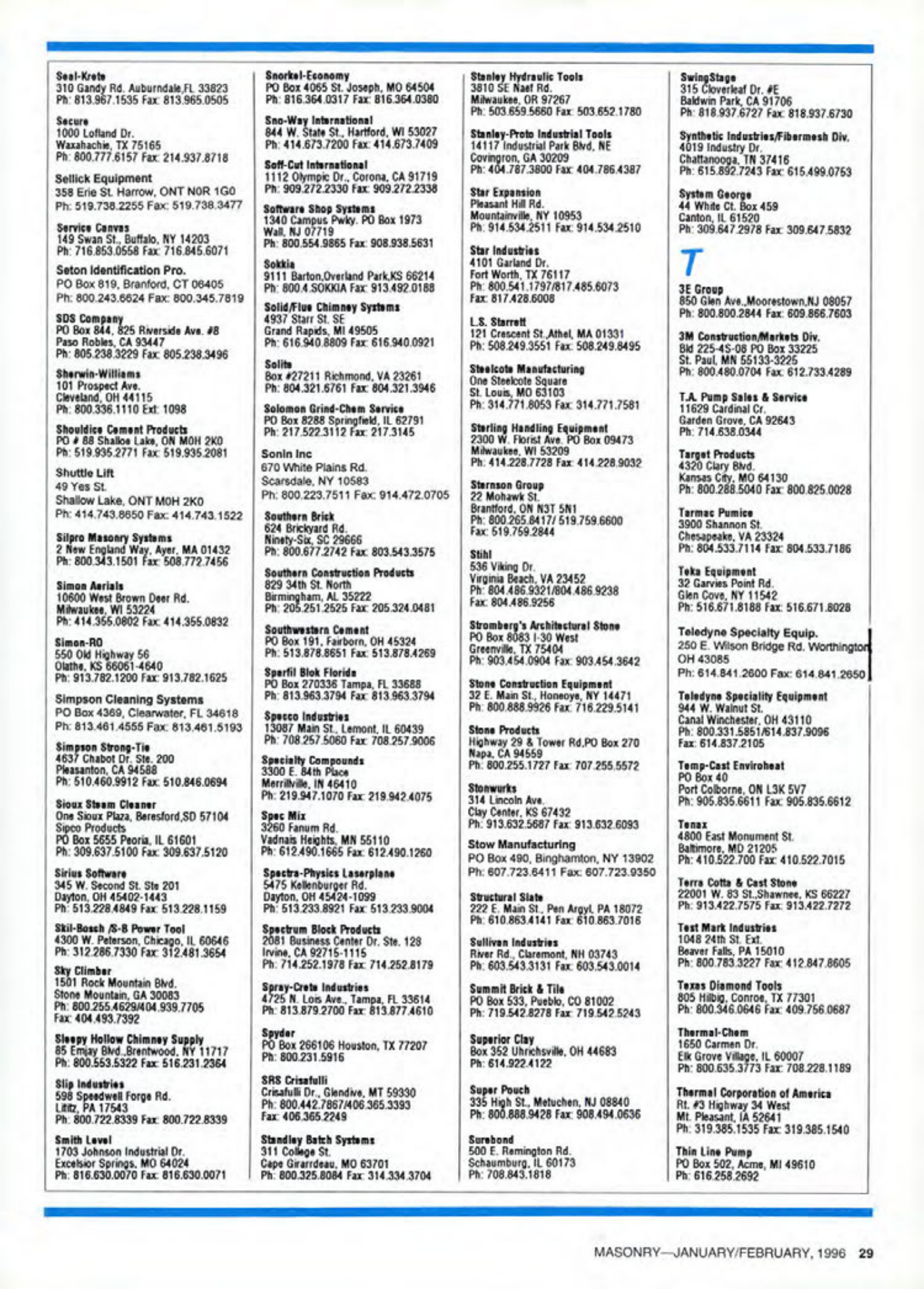 Masonry Magazine February 1996 Page. 29