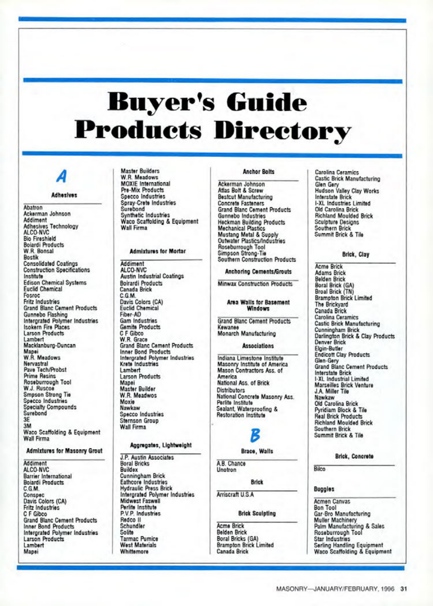 Masonry Magazine February 1996 Page. 31
