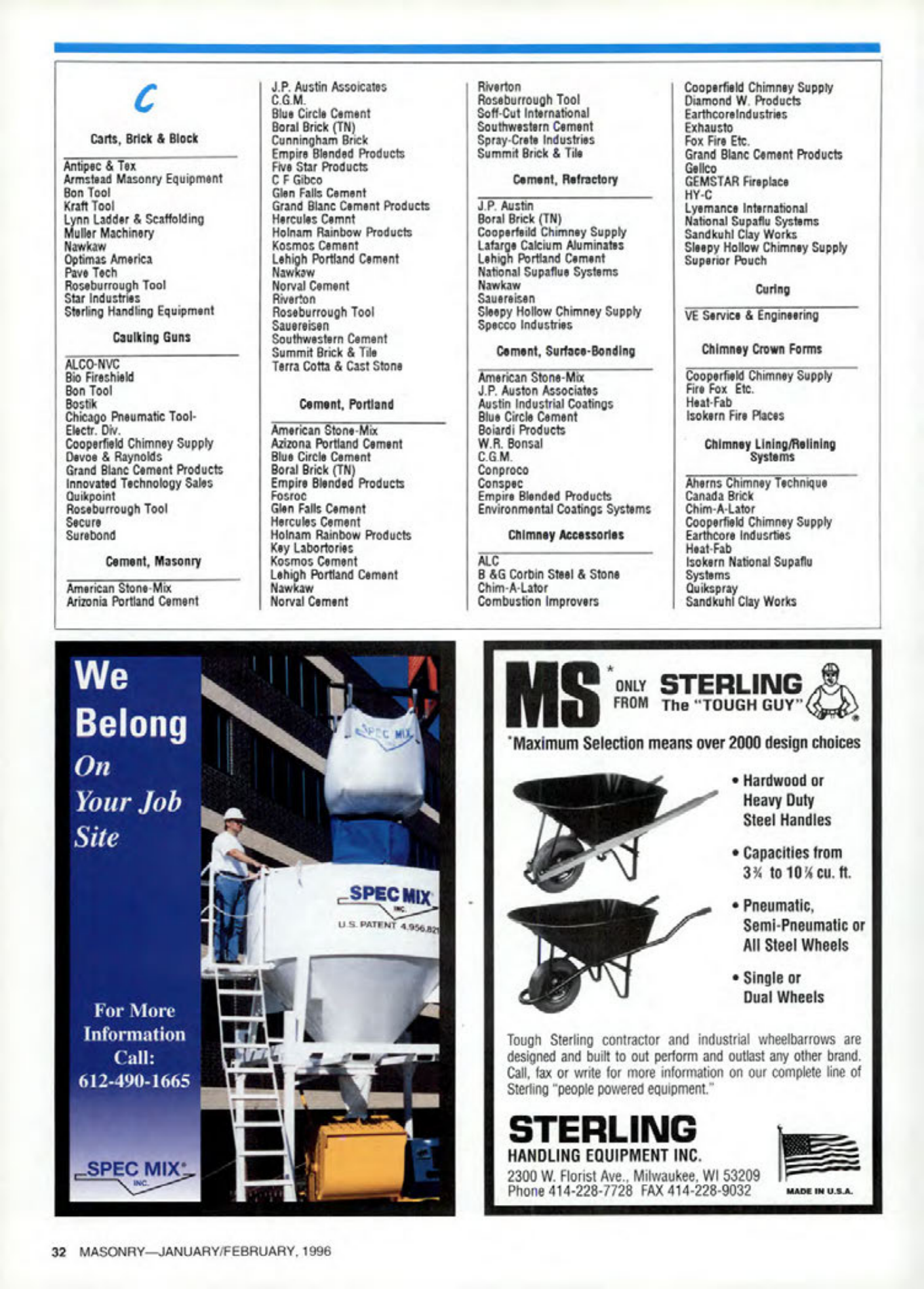 Masonry Magazine February 1996 Page. 32
