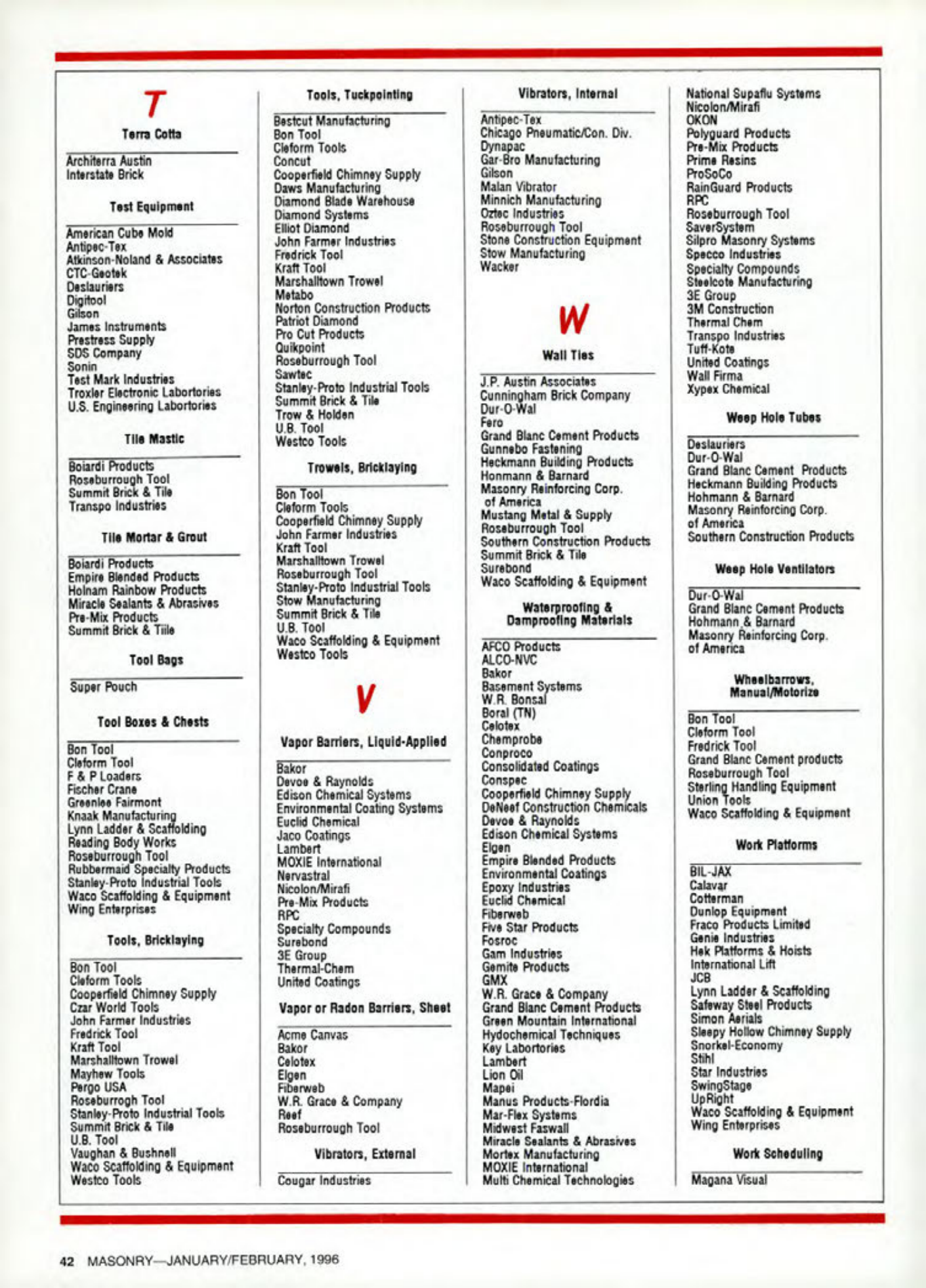 Masonry Magazine February 1996 Page. 42