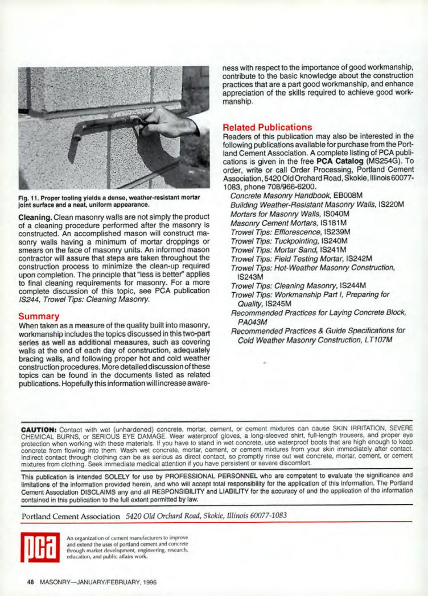 Masonry Magazine February 1996 Page. 48
