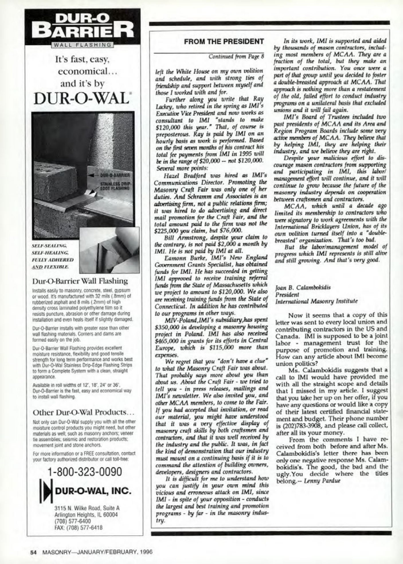 Masonry Magazine February 1996 Page. 54