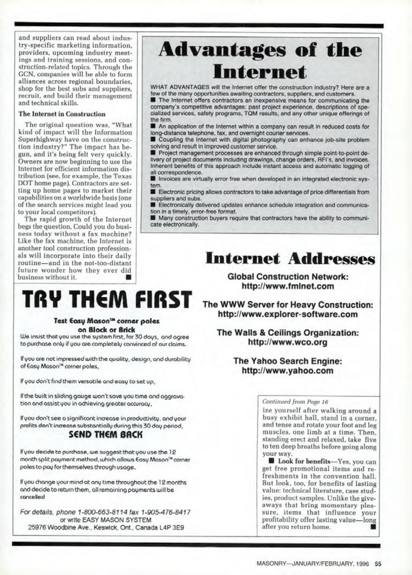 Masonry Magazine February 1996 Page. 55