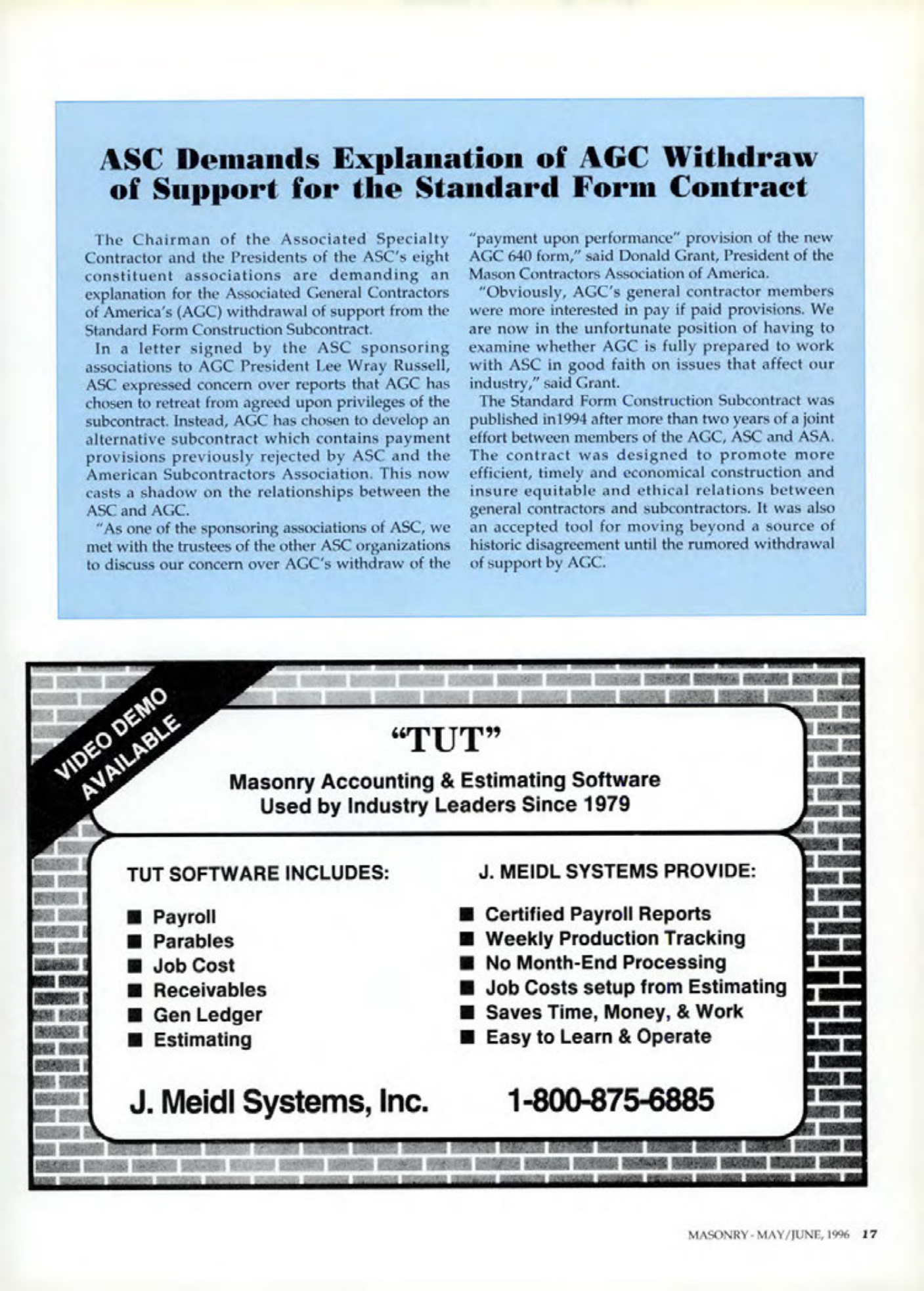 Masonry Magazine June 1996 Page. 17