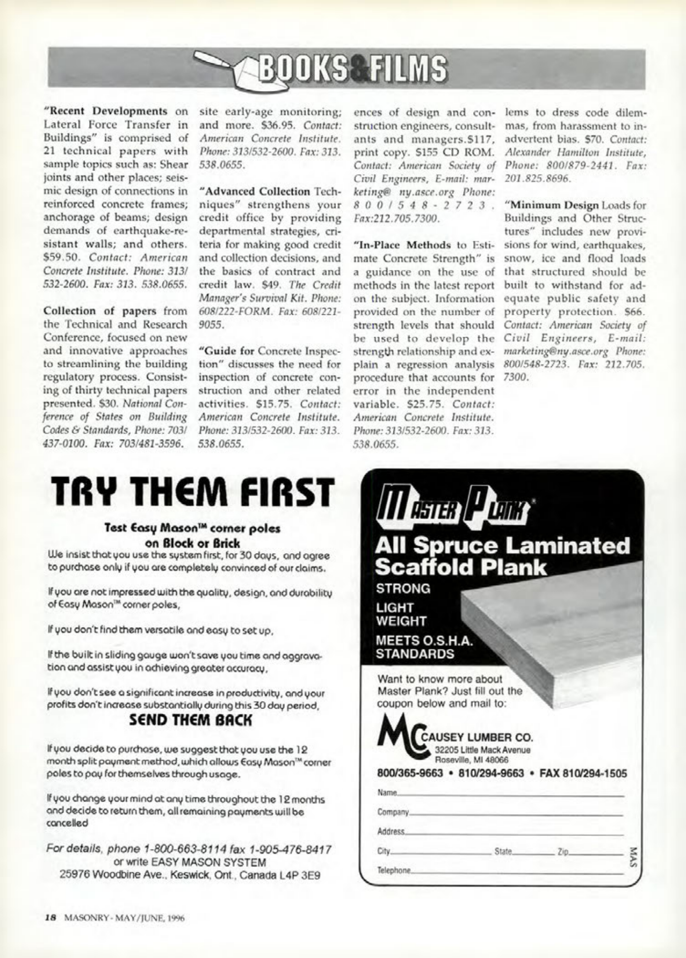 Masonry Magazine June 1996 Page. 18