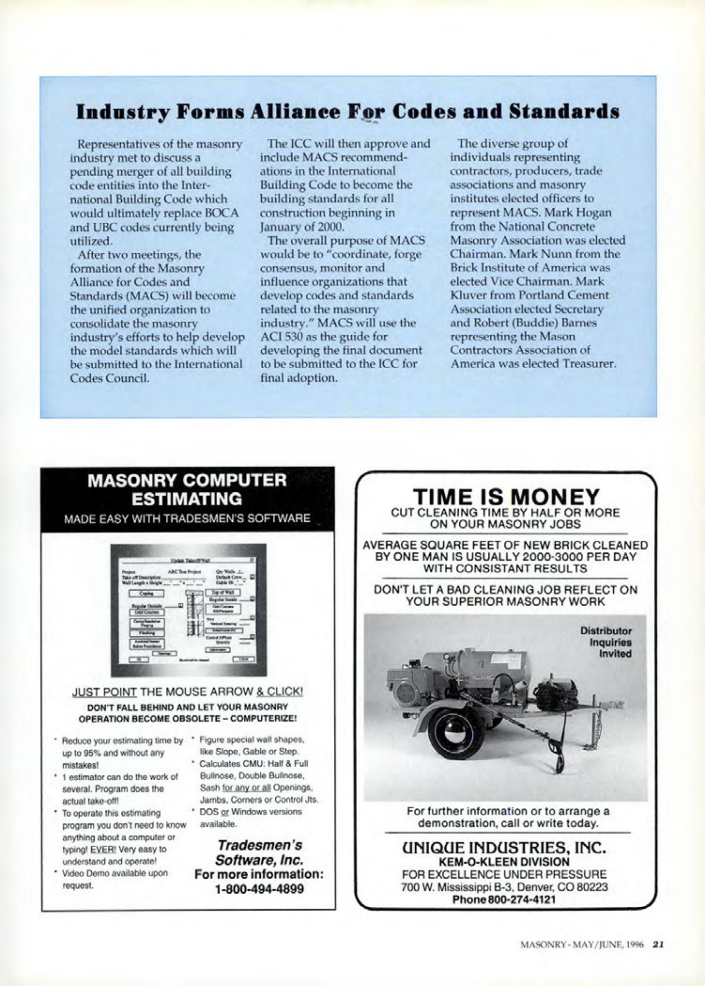 Masonry Magazine June 1996 Page. 21
