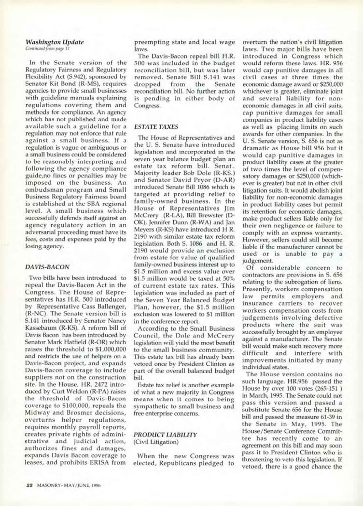 Masonry Magazine June 1996 Page. 22