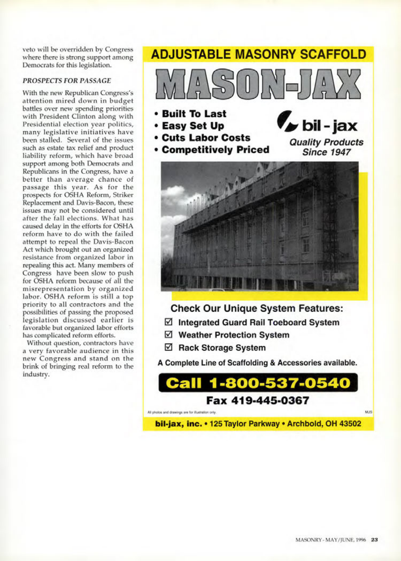 Masonry Magazine June 1996 Page. 23