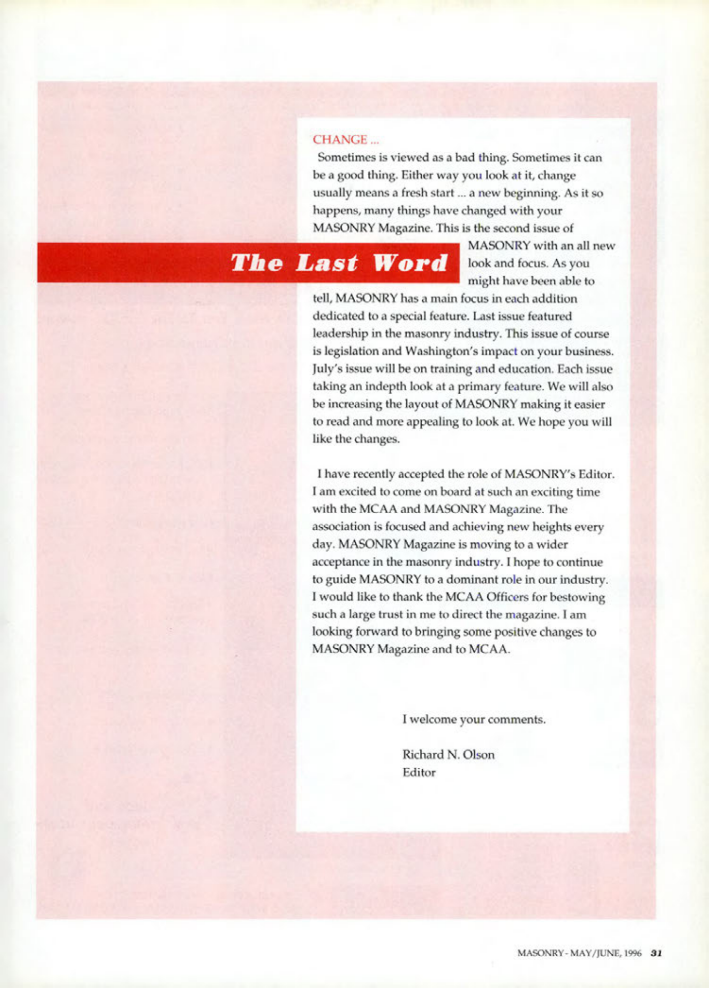 Masonry Magazine June 1996 Page. 31