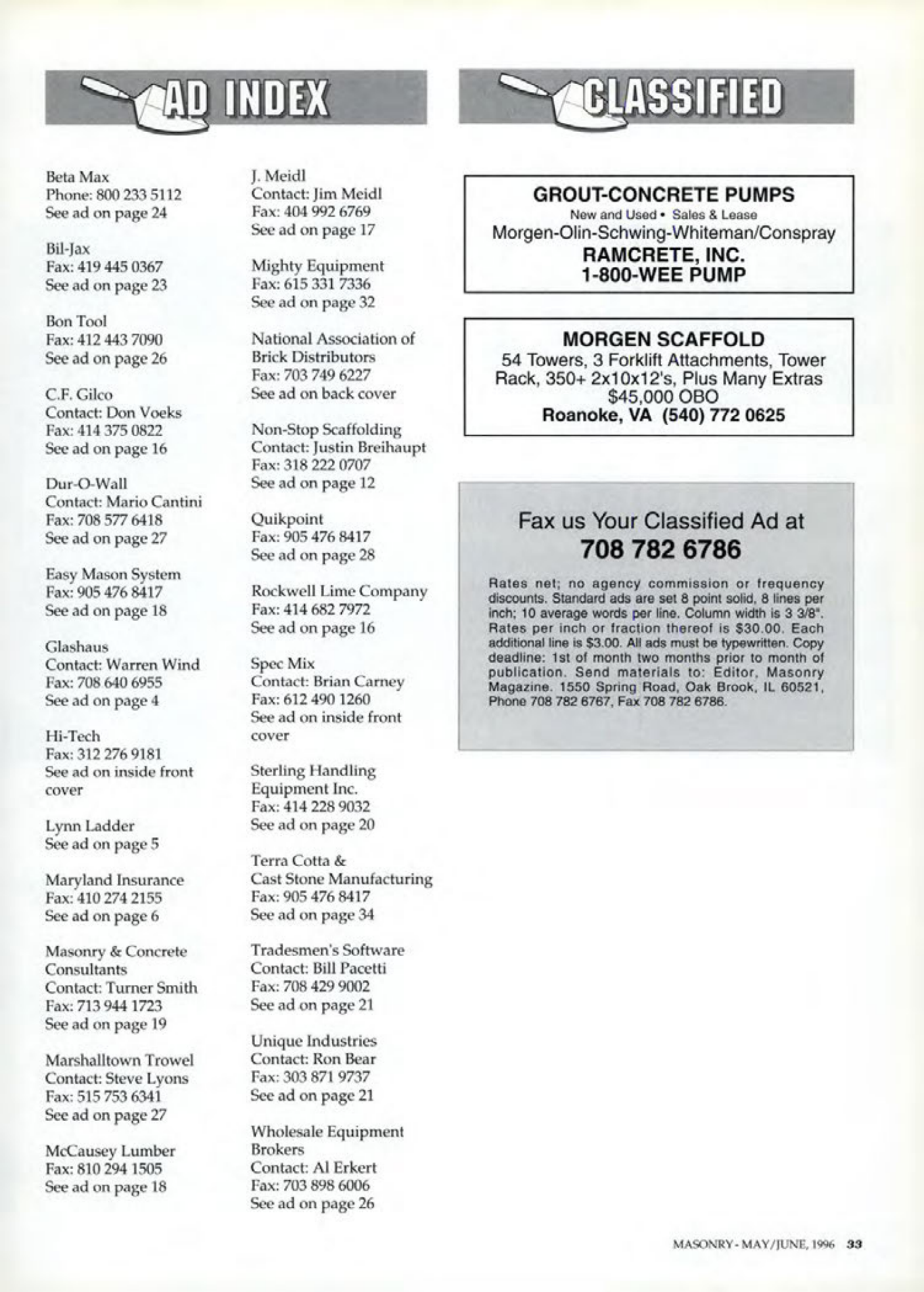 Masonry Magazine June 1996 Page. 33