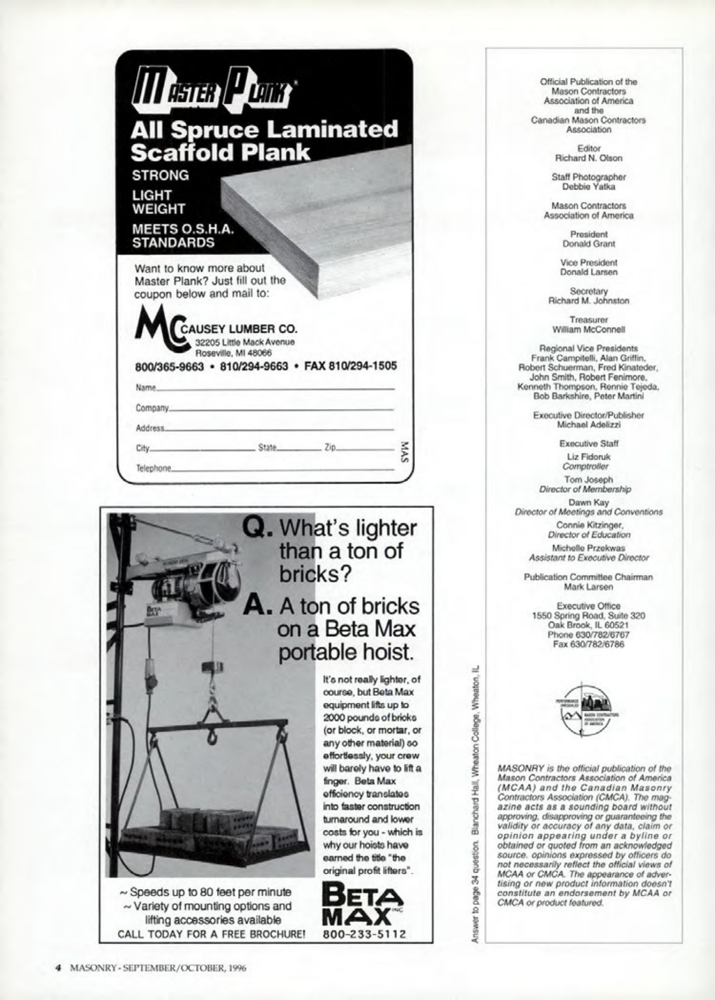 Masonry Magazine October 1996 Page. 4
