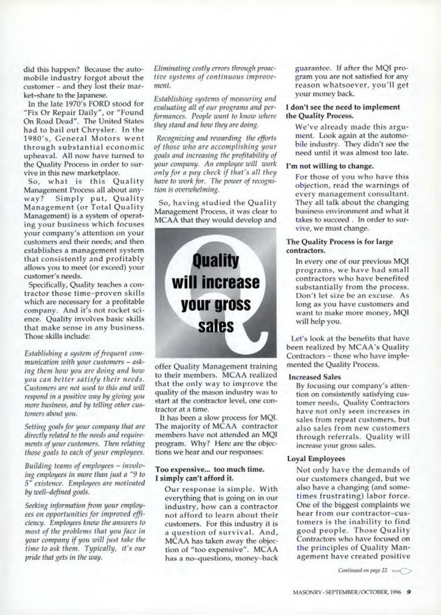 Masonry Magazine October 1996 Page. 9