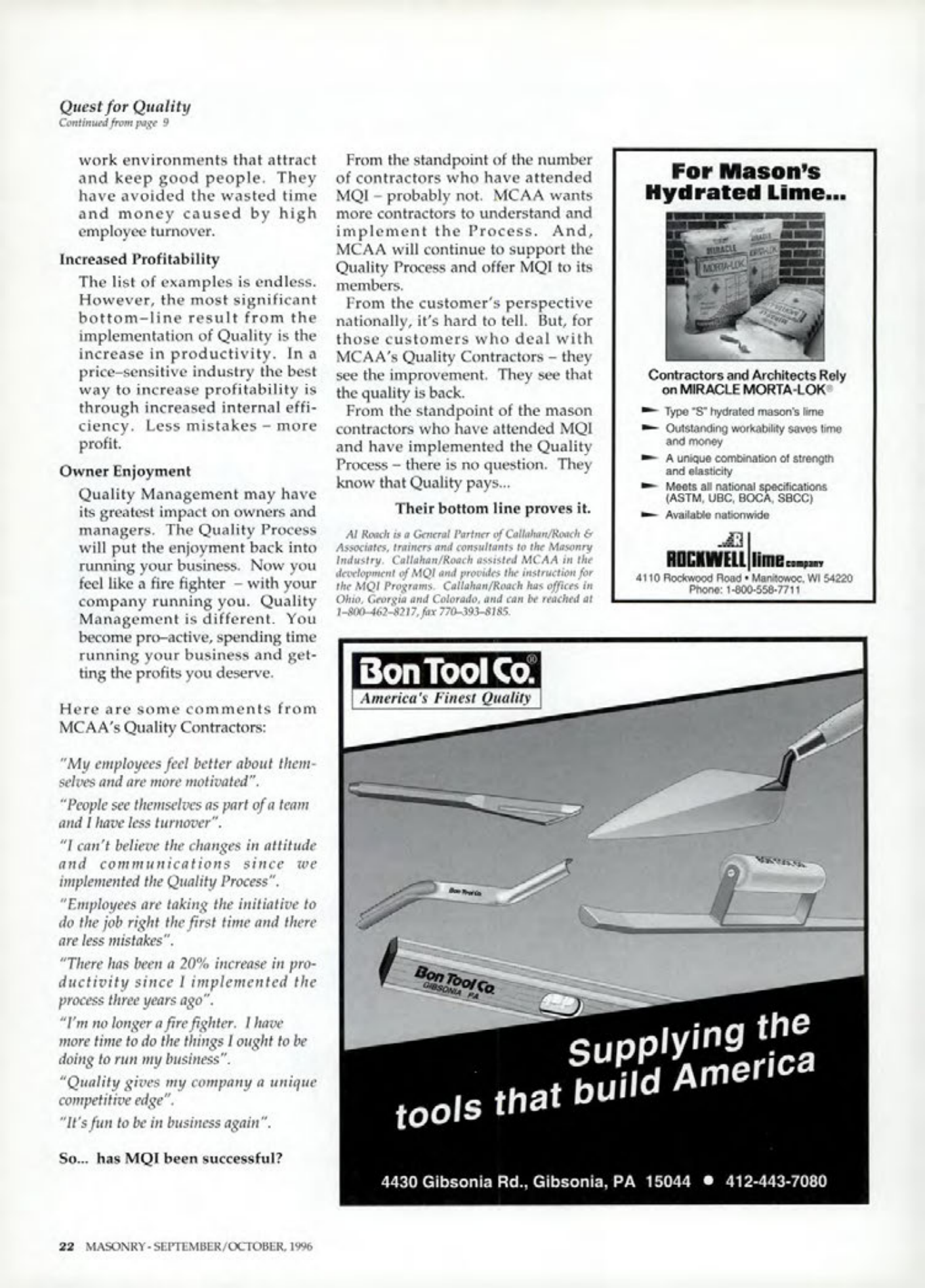 Masonry Magazine October 1996 Page. 22