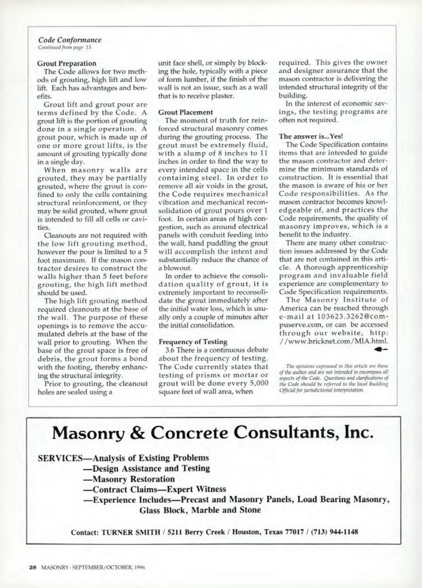Masonry Magazine October 1996 Page. 28