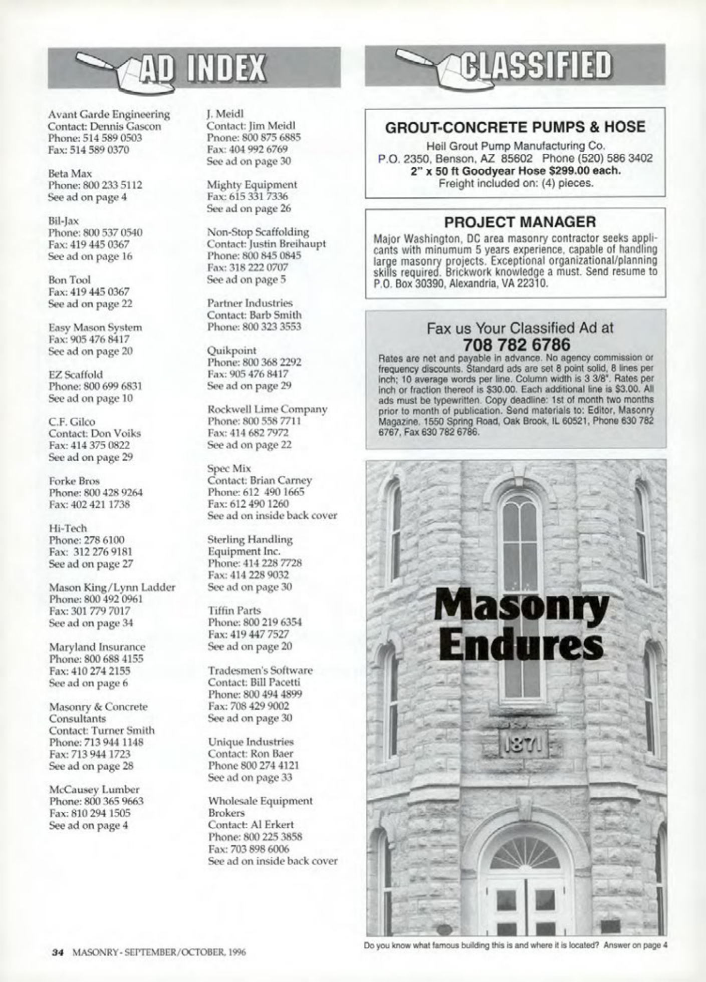 Masonry Magazine October 1996 Page. 34