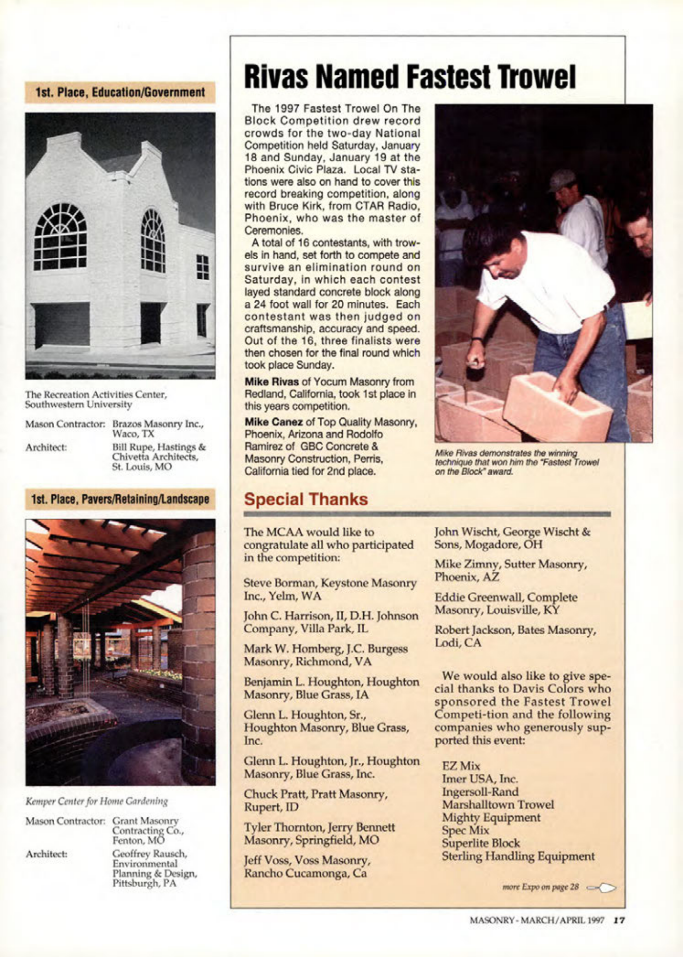 Masonry Magazine April 1997 Page. 17