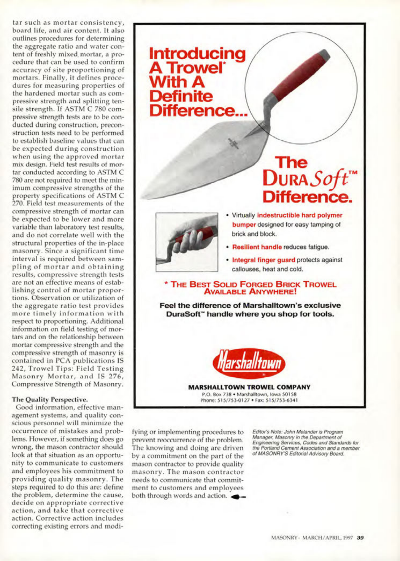 Masonry Magazine April 1997 Page. 39