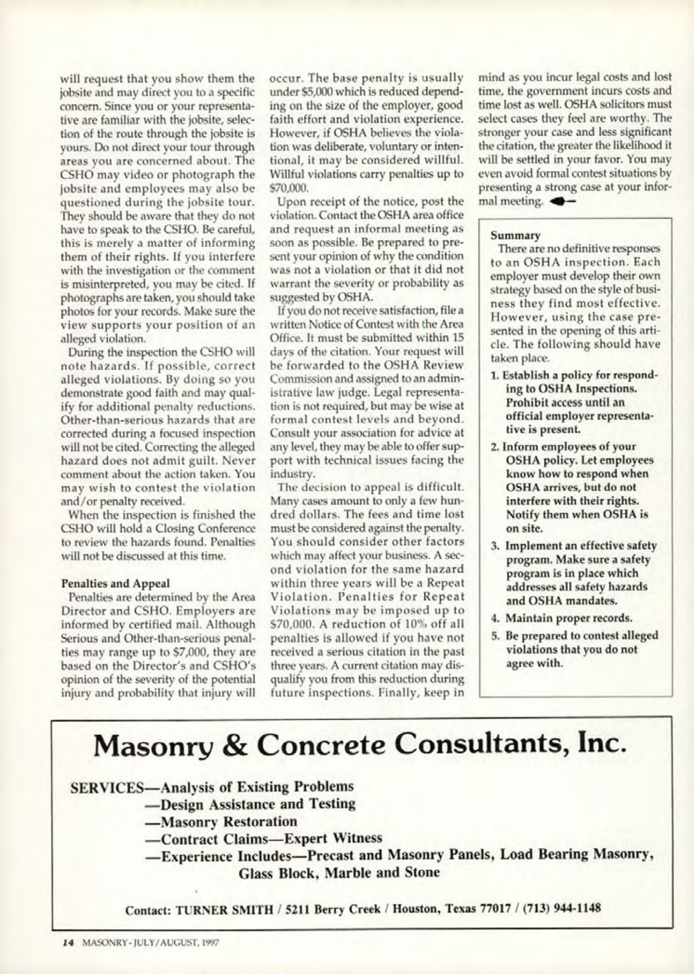 Masonry Magazine August 1997 Page. 14