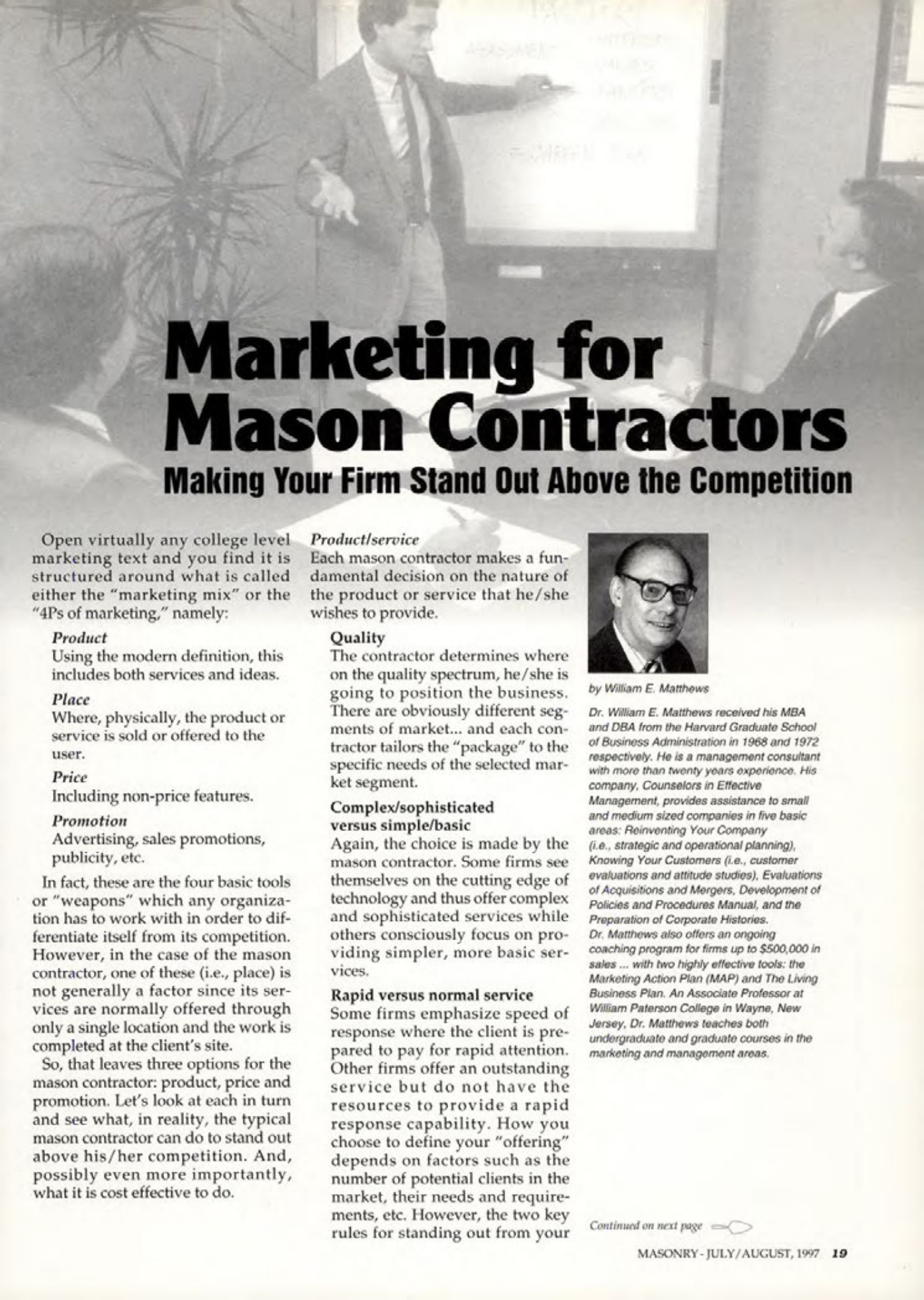 Masonry Magazine August 1997 Page. 19
