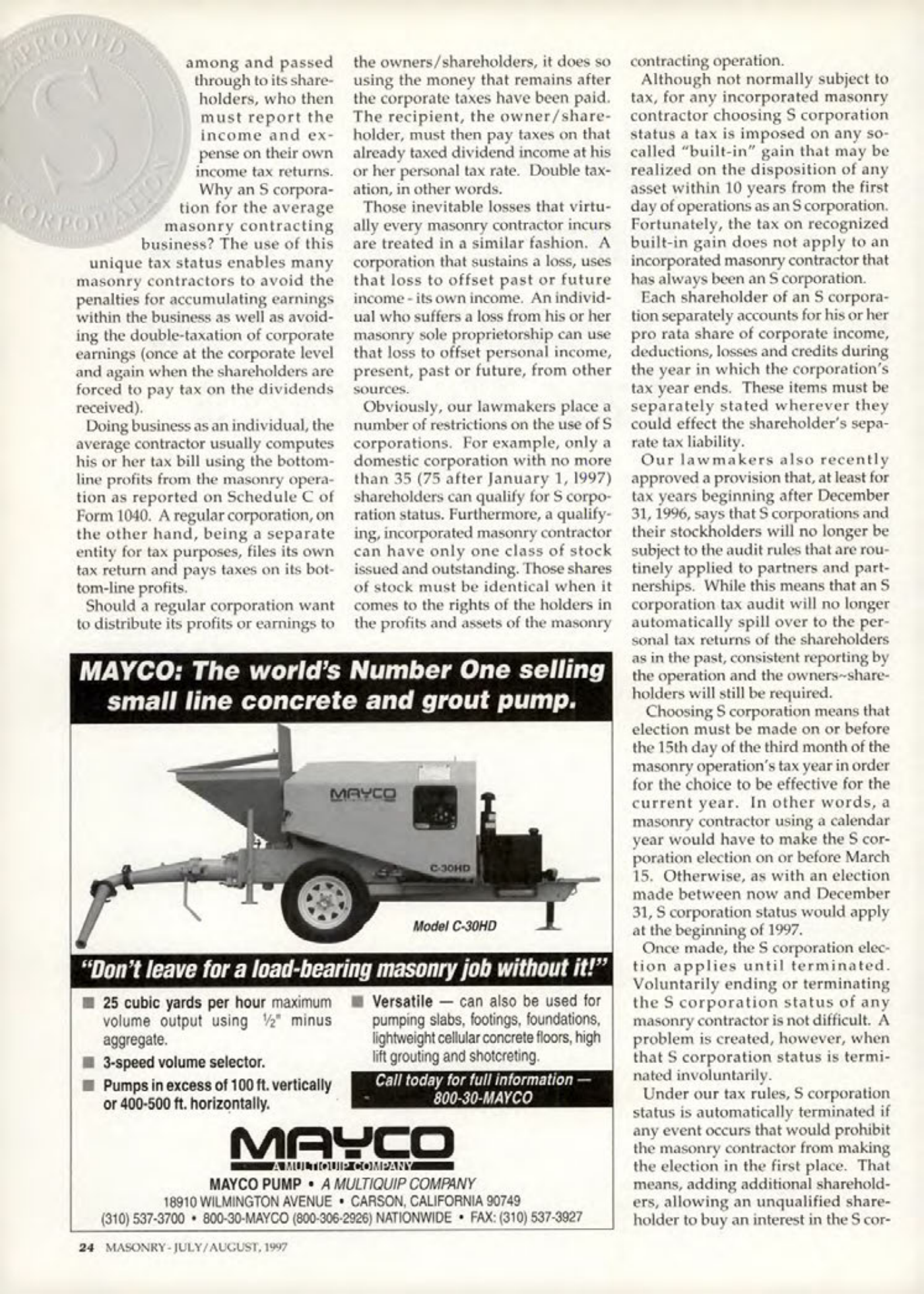 Masonry Magazine August 1997 Page. 24