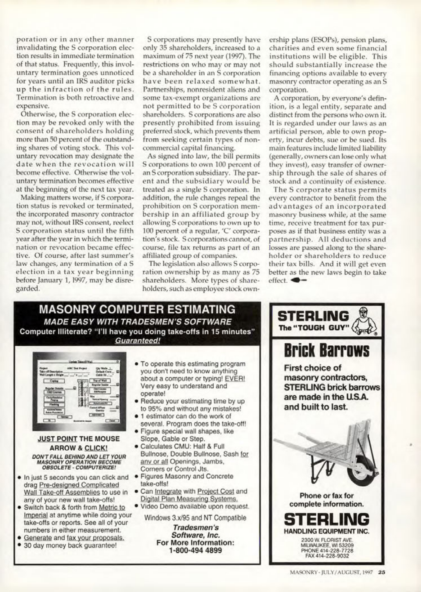 Masonry Magazine August 1997 Page. 25