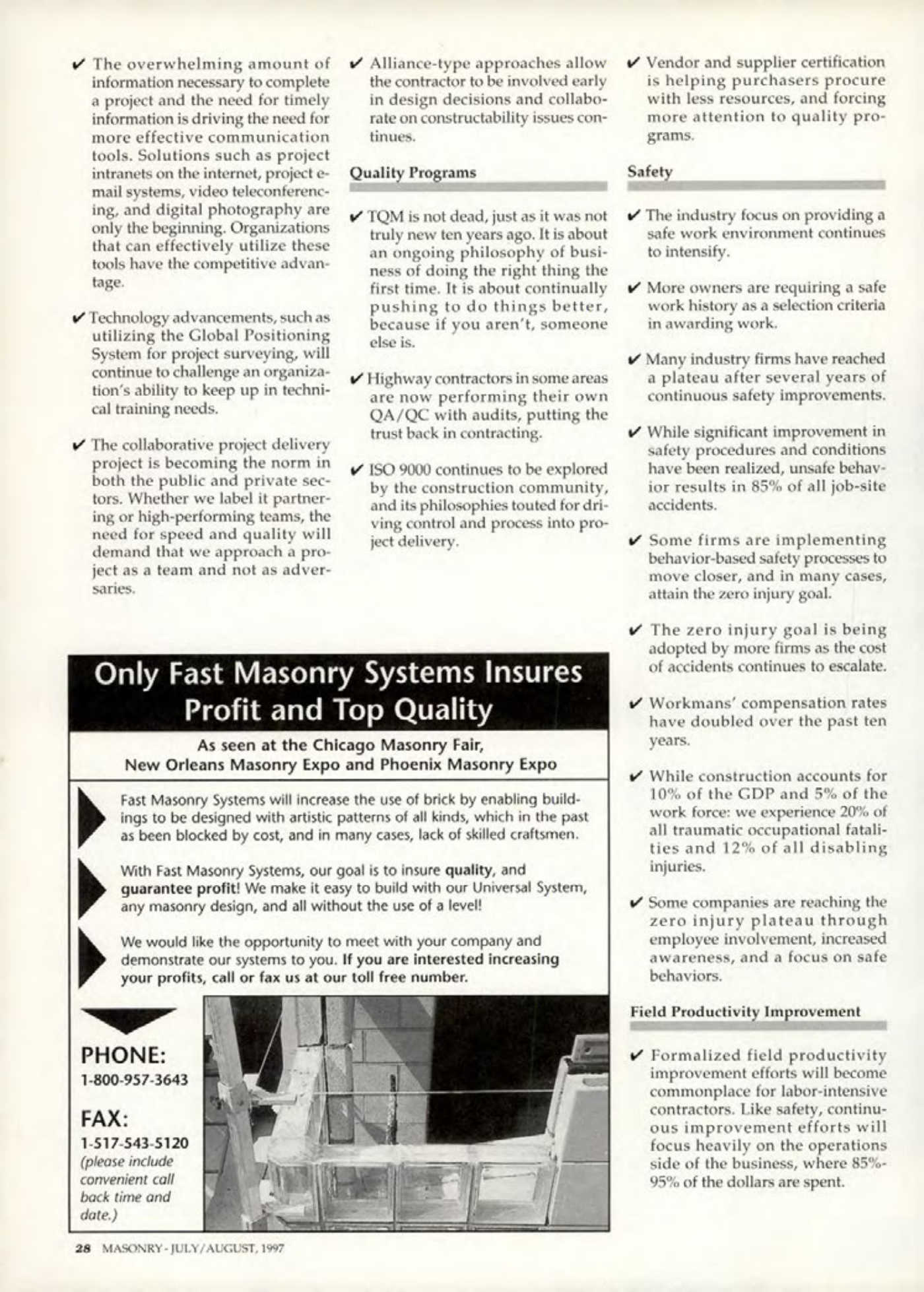 Masonry Magazine August 1997 Page. 28