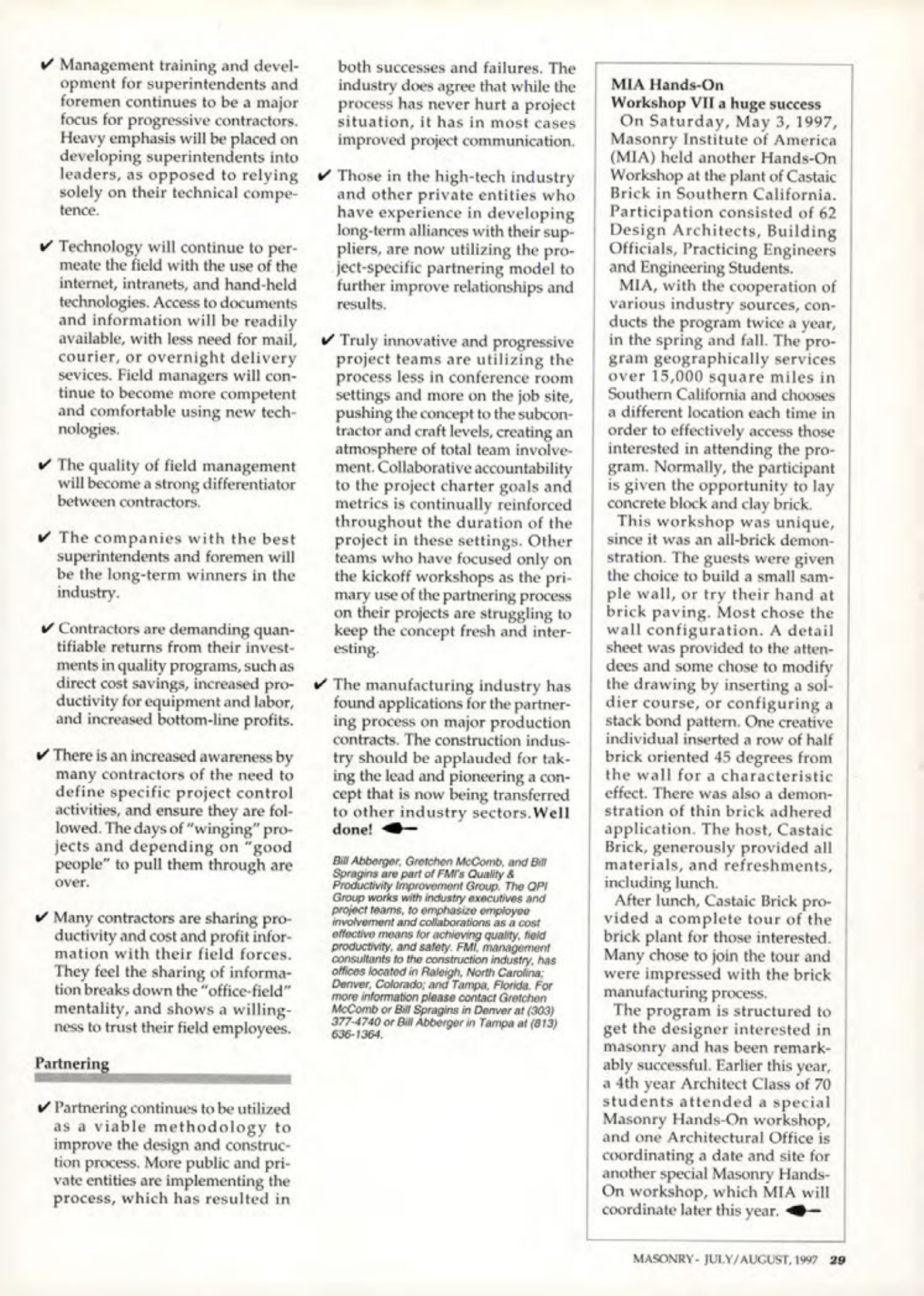 Masonry Magazine August 1997 Page. 29