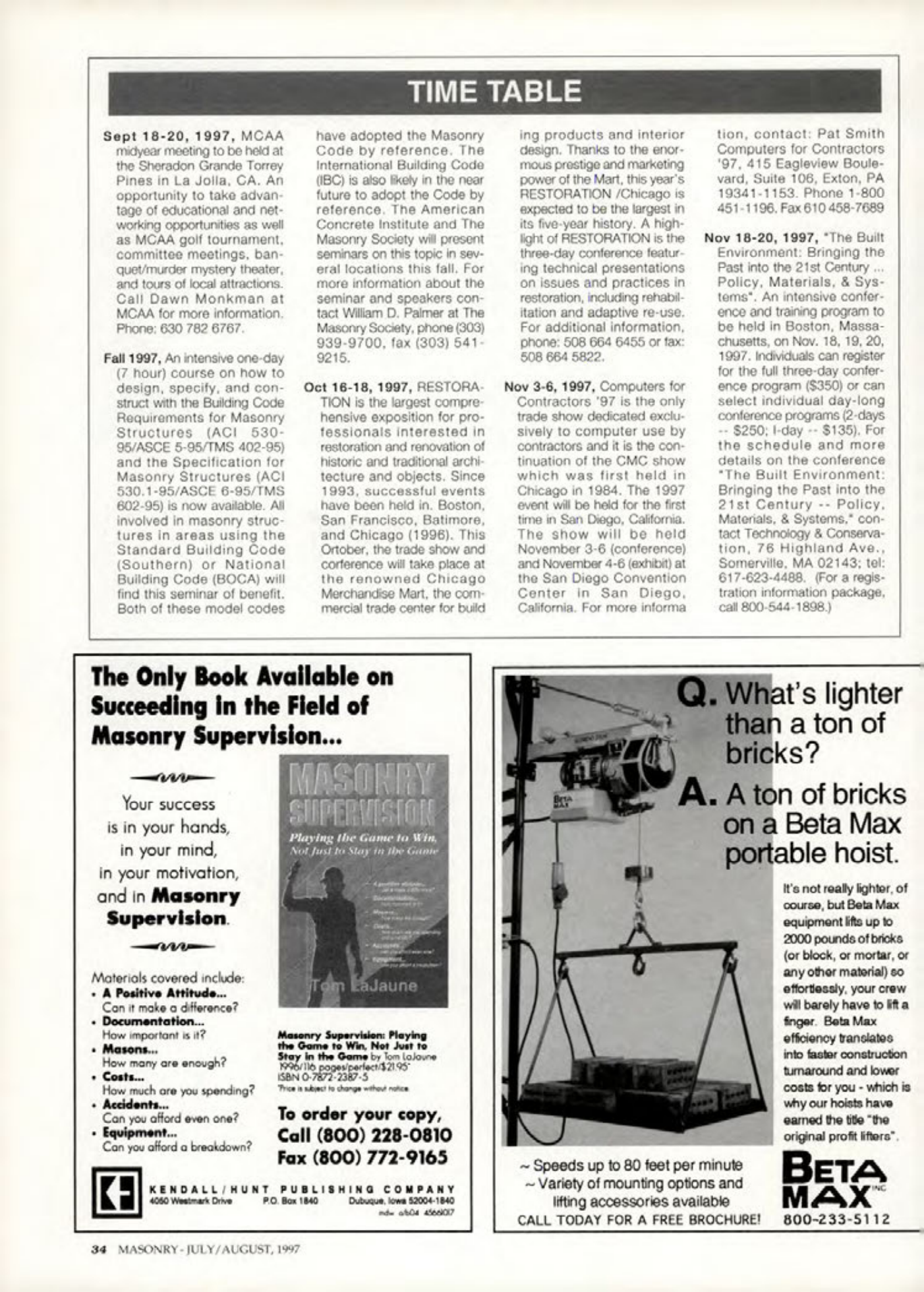 Masonry Magazine August 1997 Page. 34