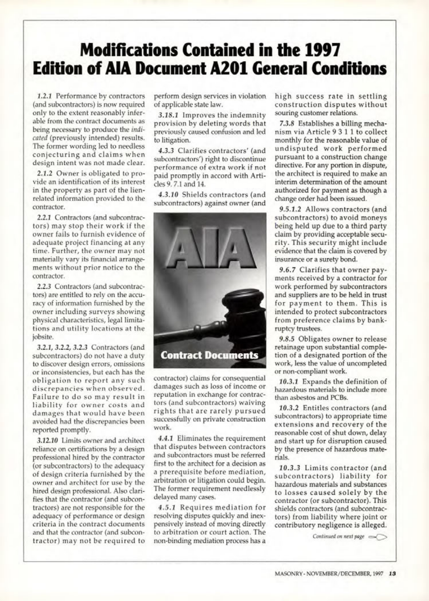 Masonry Magazine December 1997 Page. 13