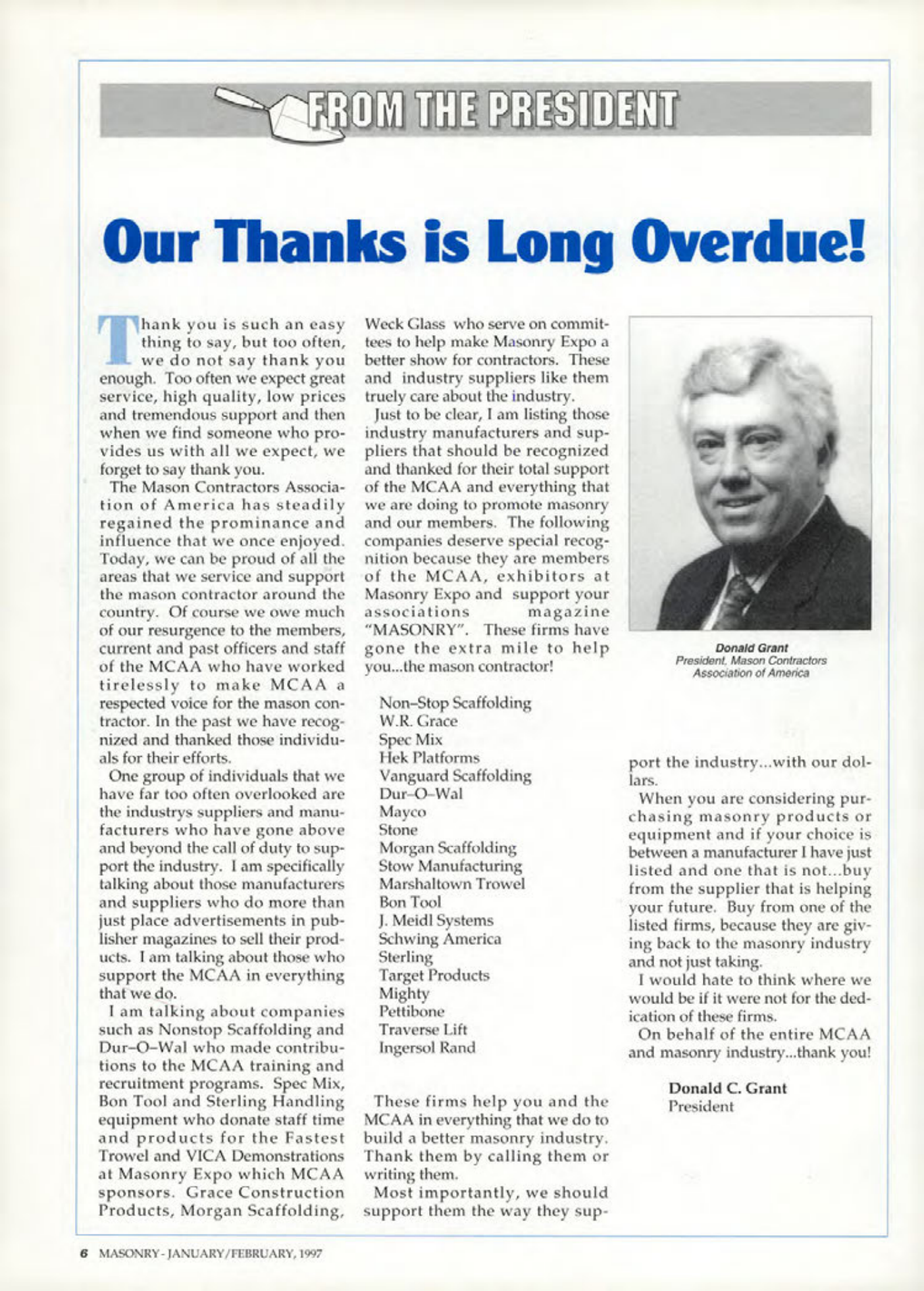 Masonry Magazine February 1997 Page. 6