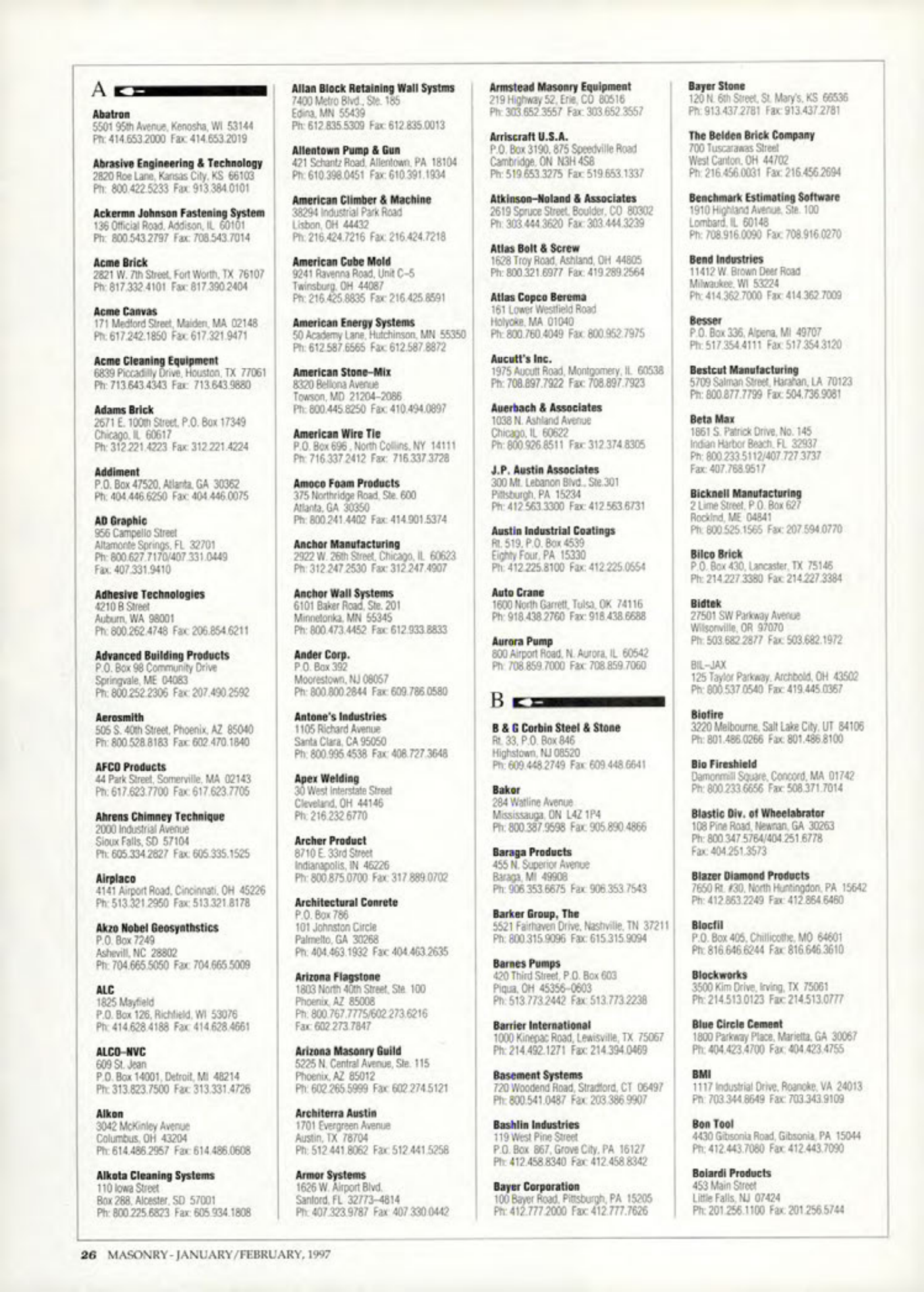 Masonry Magazine February 1997 Page. 28