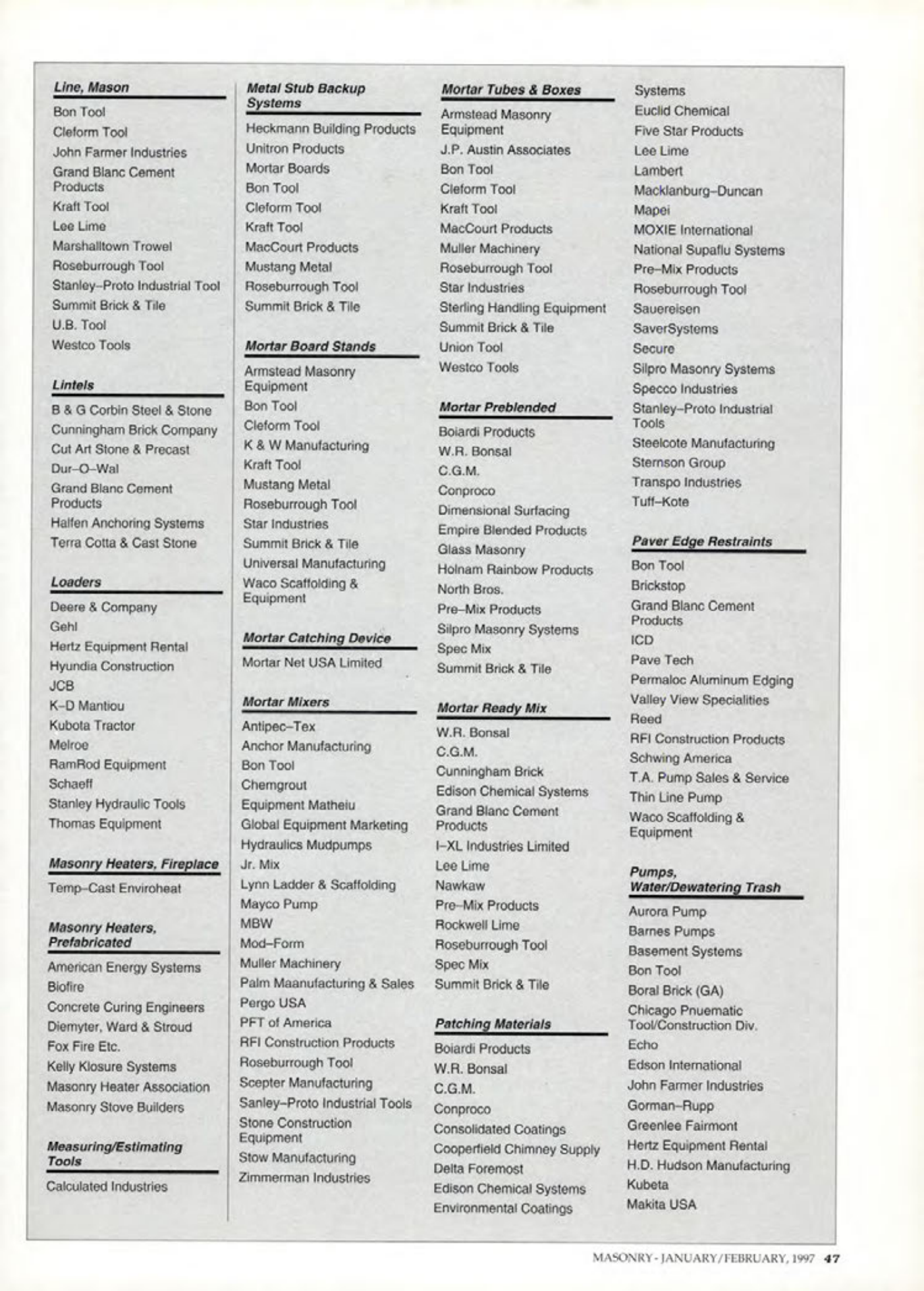 Masonry Magazine February 1997 Page. 49