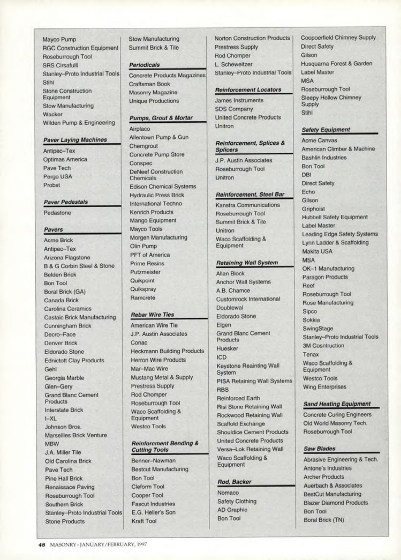 Masonry Magazine February 1997 Page. 50