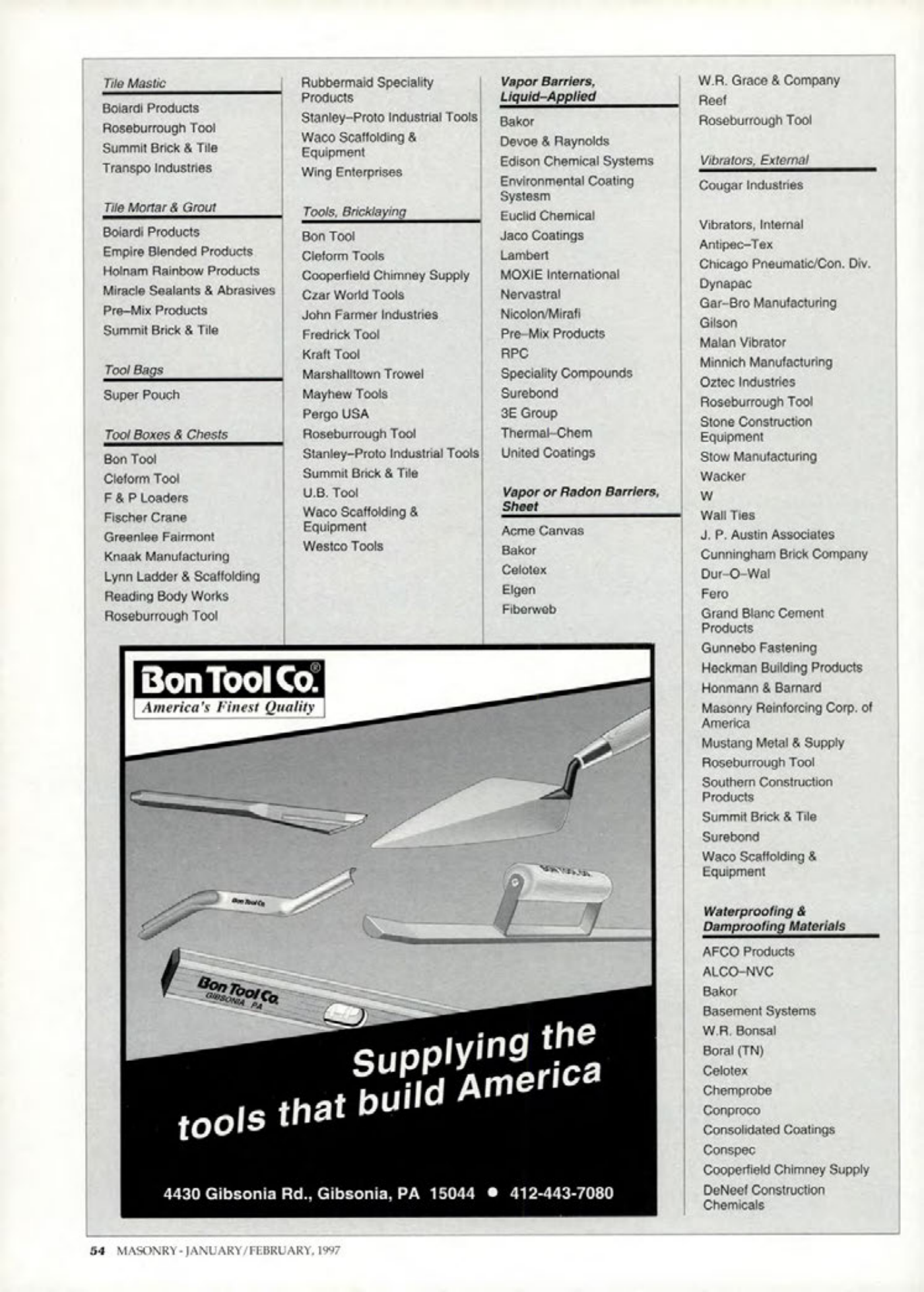 Masonry Magazine February 1997 Page. 56