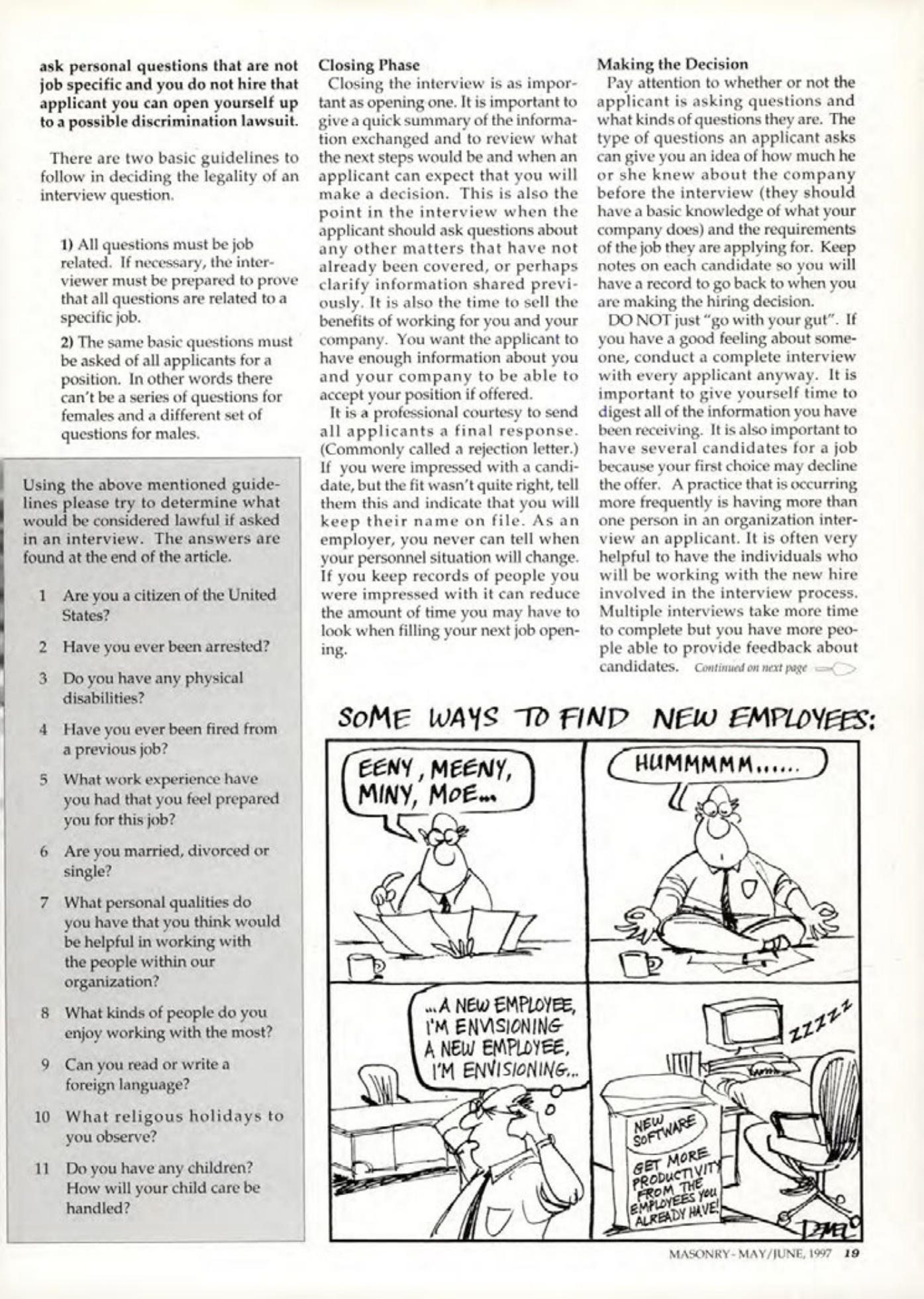 Masonry Magazine June 1997 Page. 19