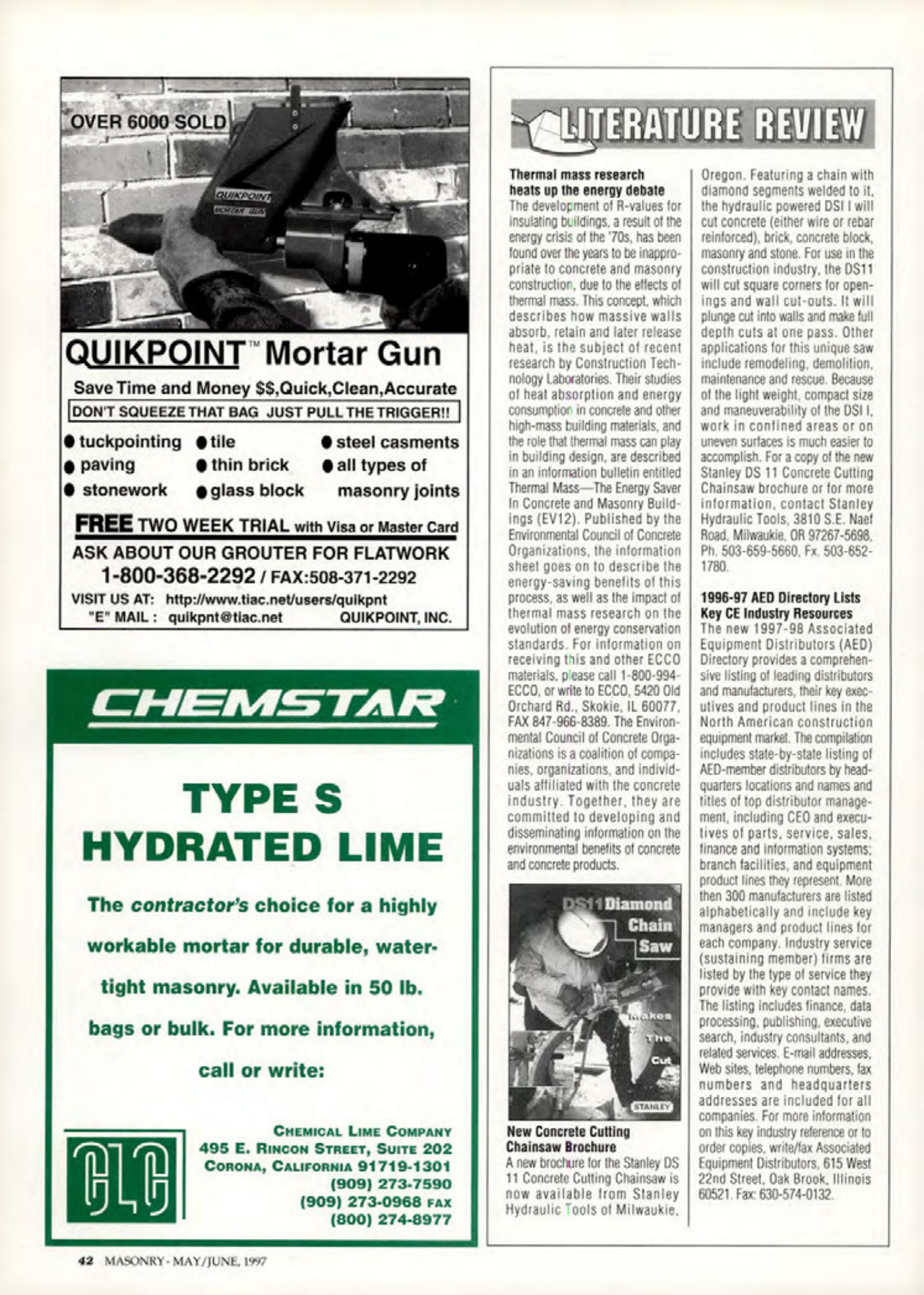 Masonry Magazine June 1997 Page. 42