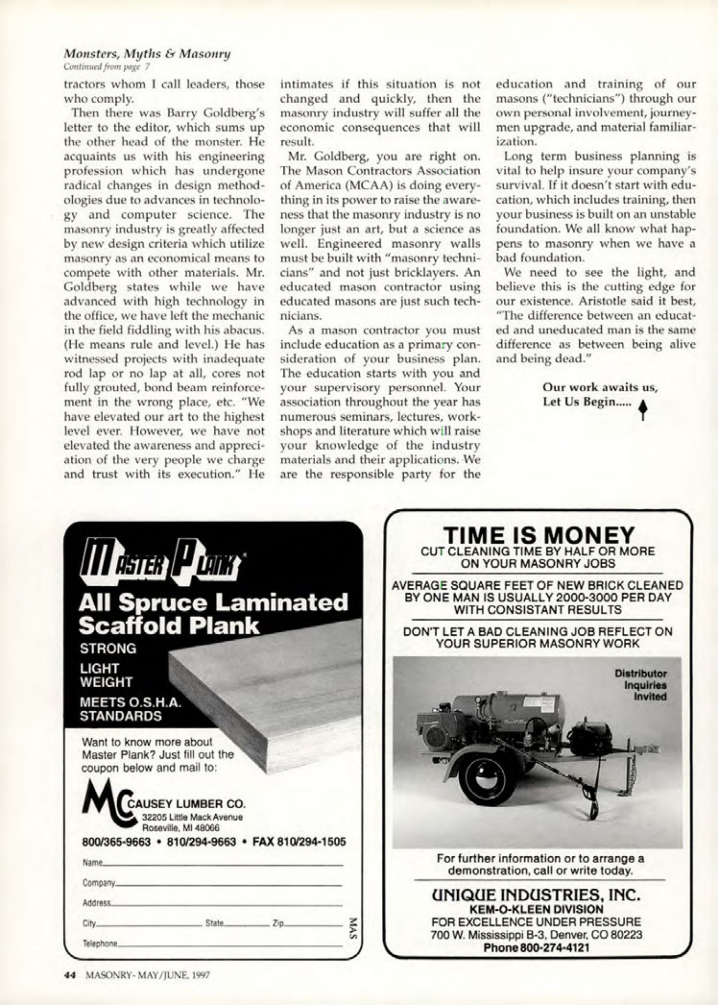 Masonry Magazine June 1997 Page. 44