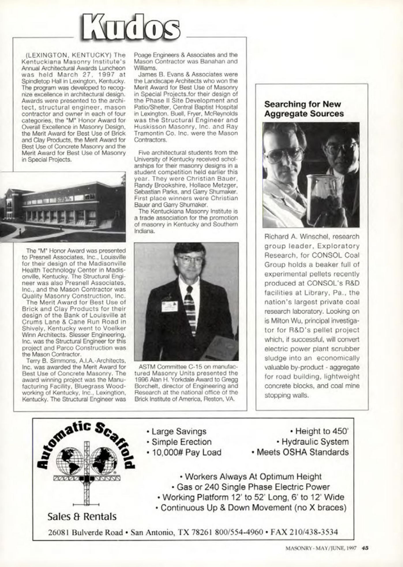 Masonry Magazine June 1997 Page. 45