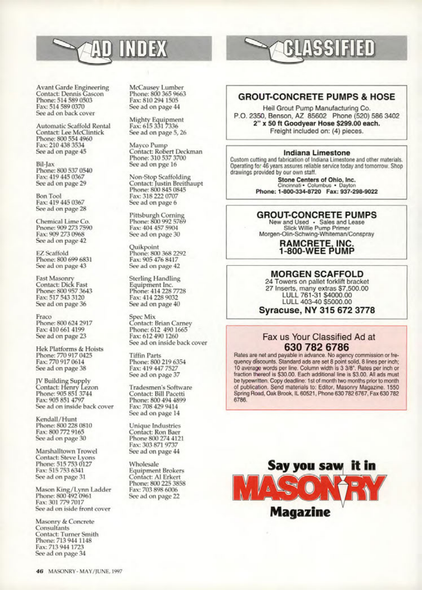 Masonry Magazine June 1997 Page. 46