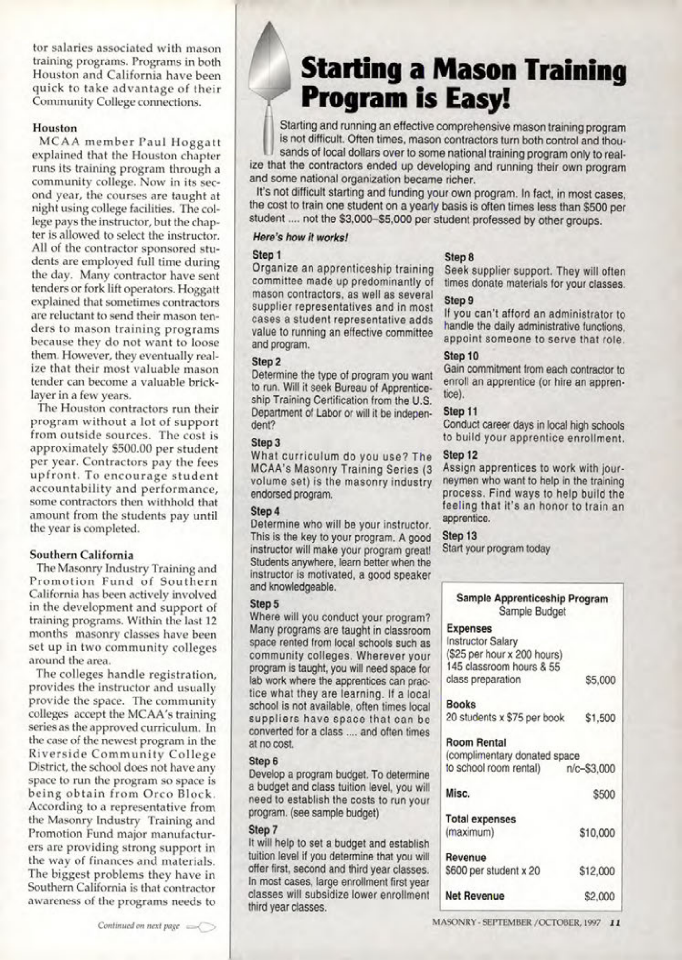 Masonry Magazine October 1997 Page. 11