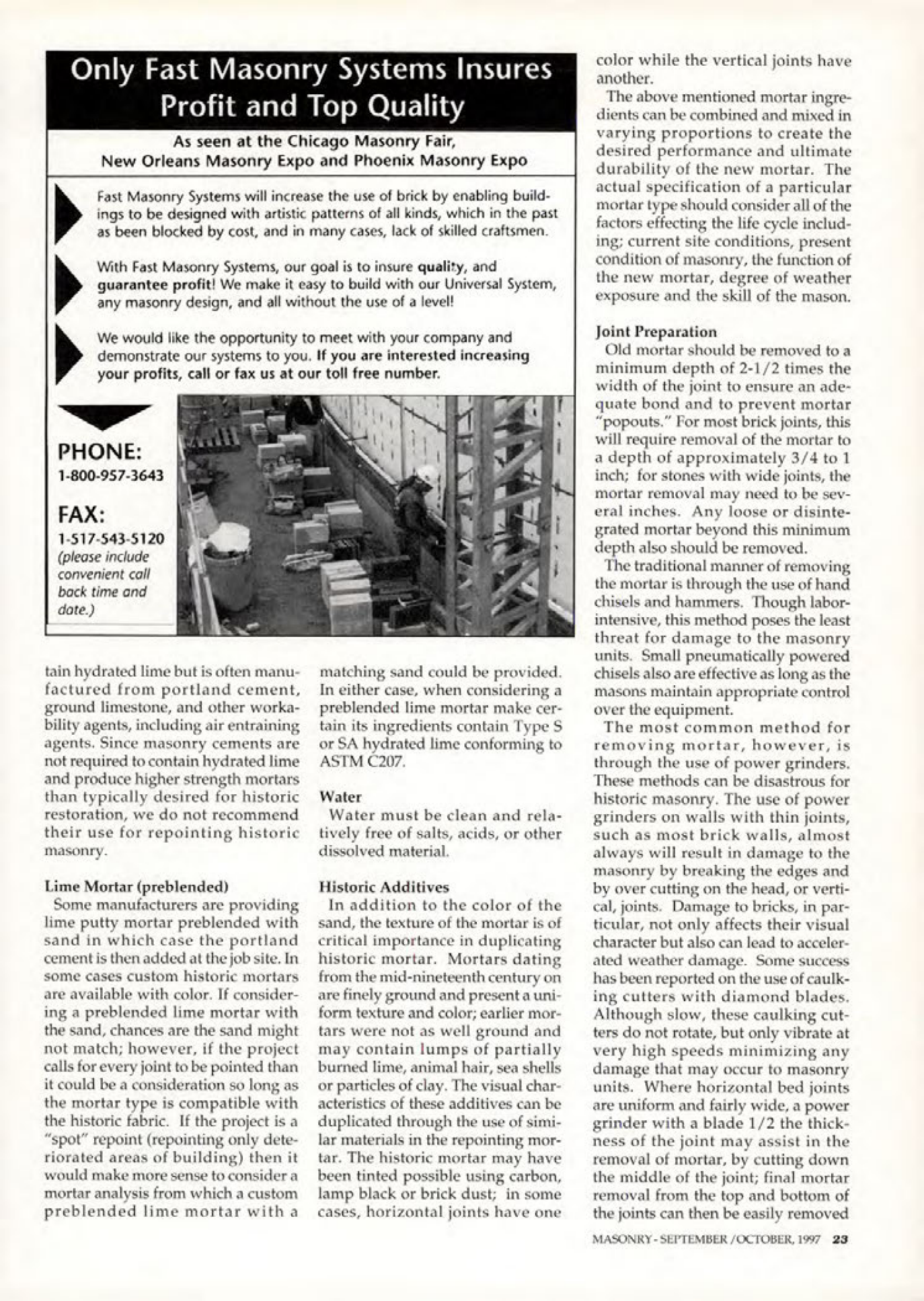 Masonry Magazine October 1997 Page. 23