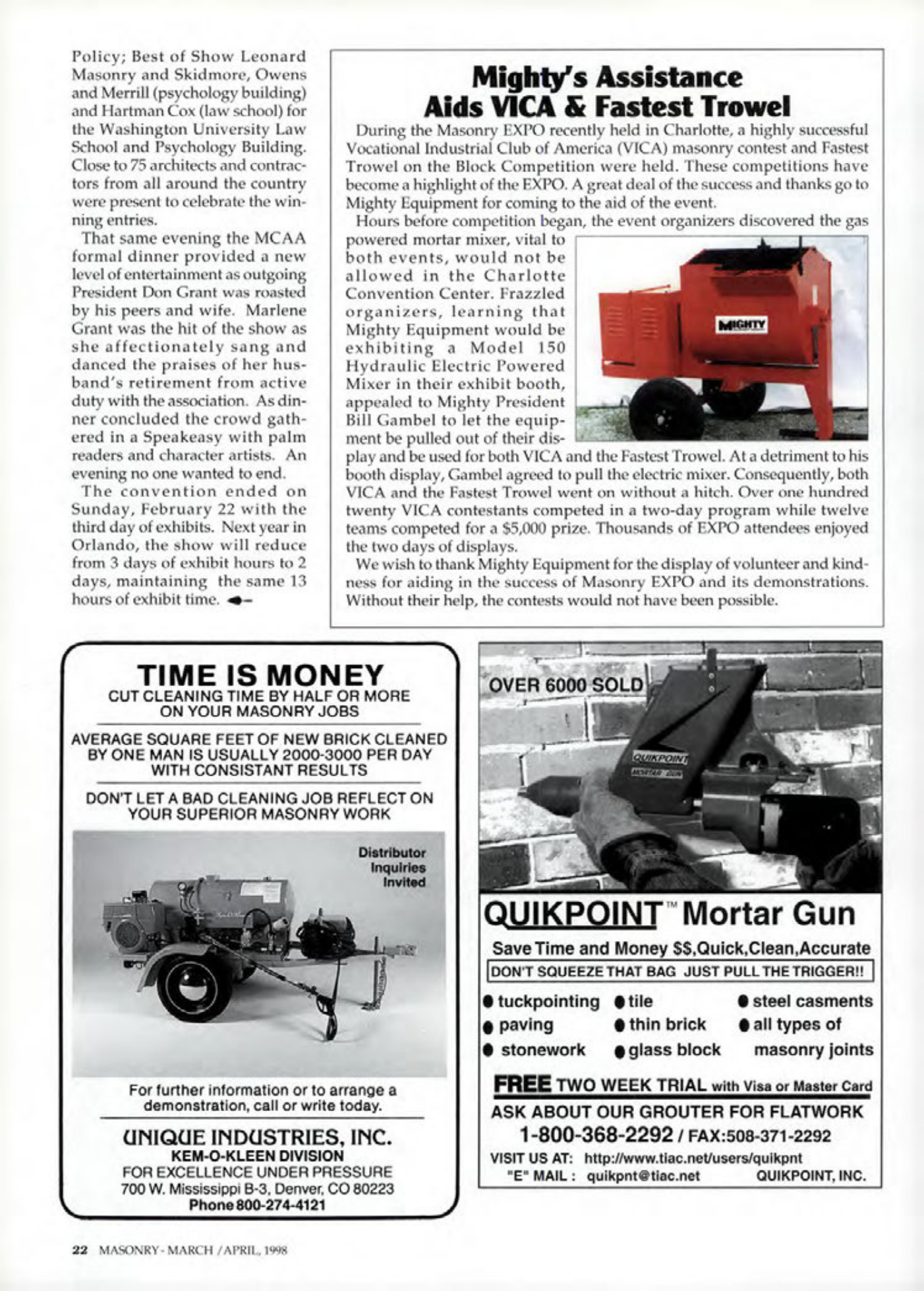 Masonry Magazine April 1998 Page. 22
