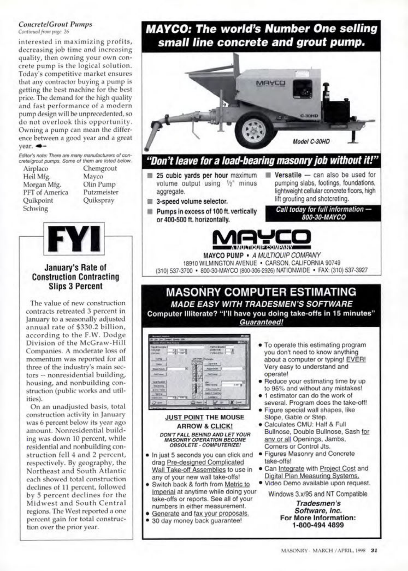 Masonry Magazine April 1998 Page. 31