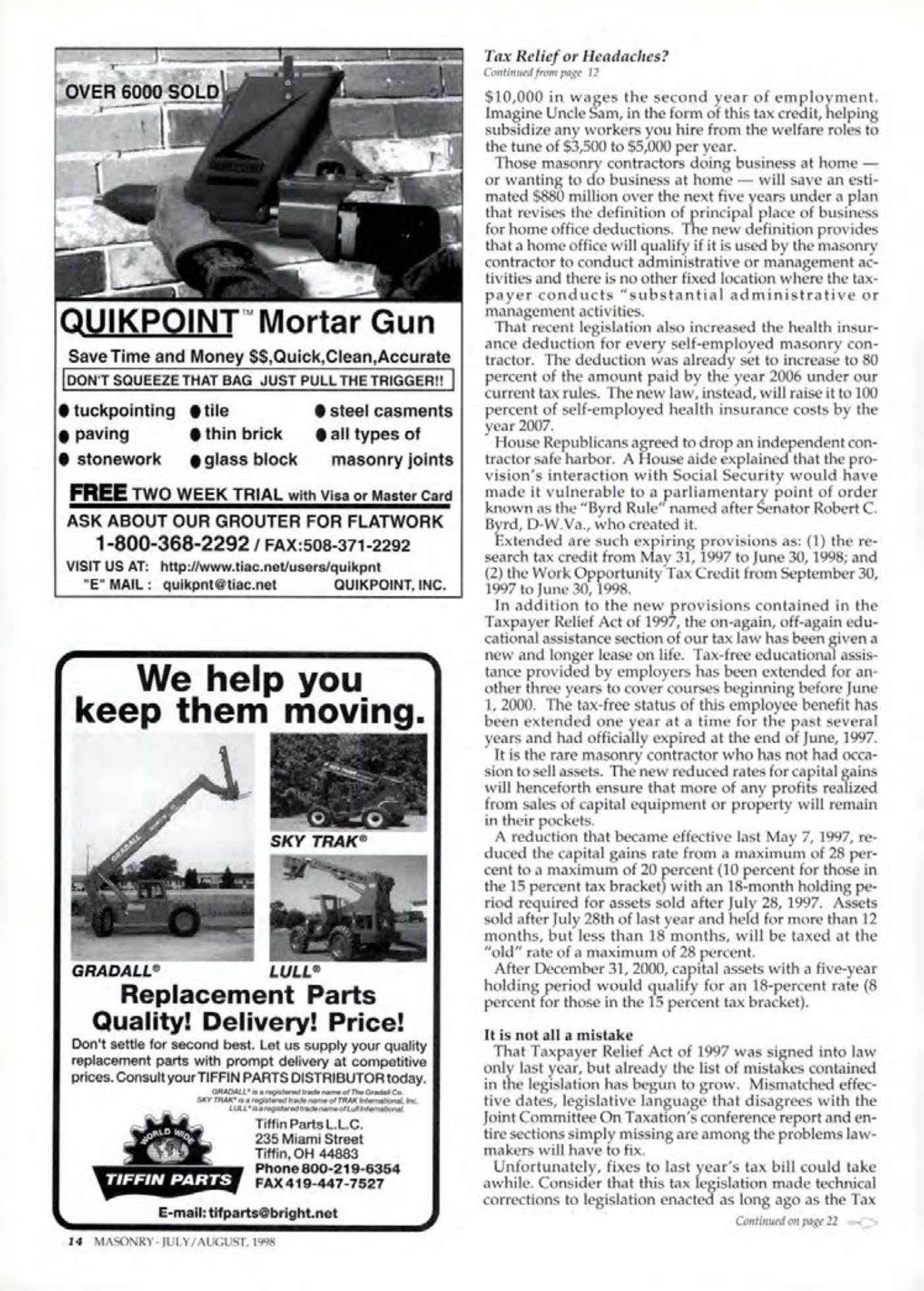 Masonry Magazine August 1998 Page. 14